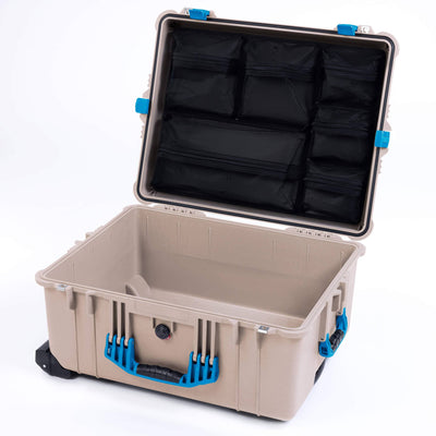 Pelican 1610 Case, Desert Tan with Blue Handles and Latches ColorCase