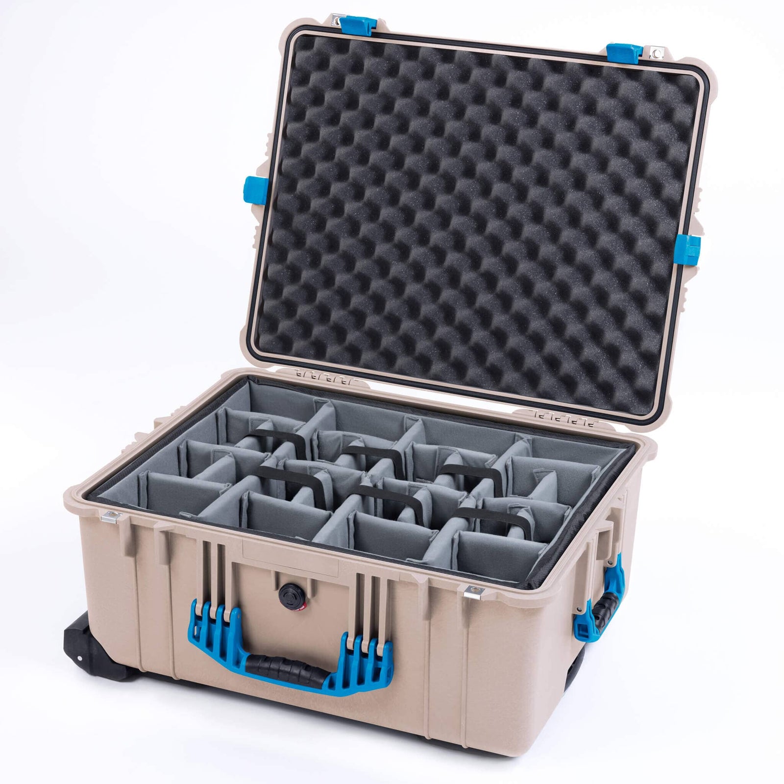 Pelican 1610 Case, Desert Tan with Blue Handles and Latches ColorCase