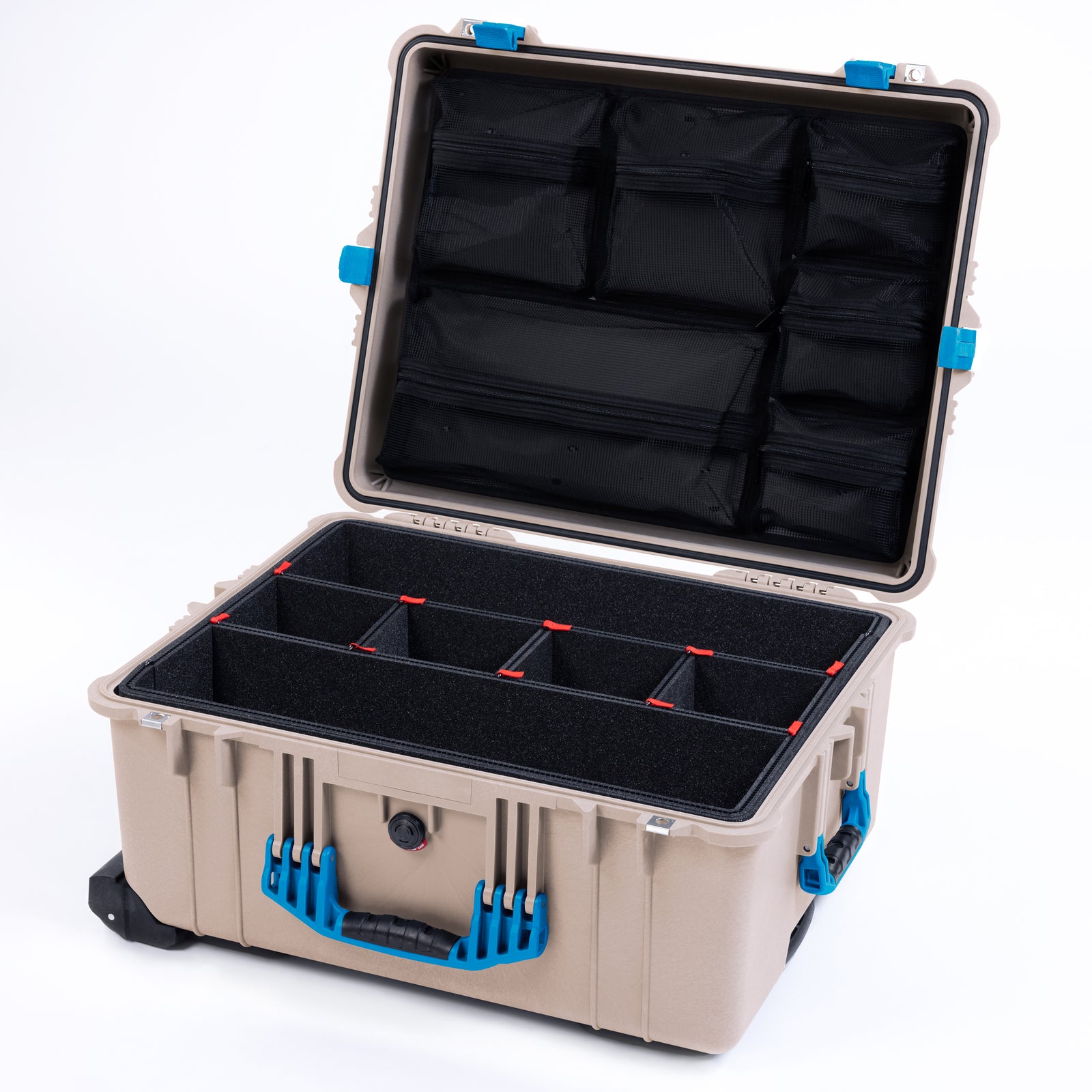 Pelican 1610 Case, Desert Tan with Blue Handles and Latches ColorCase