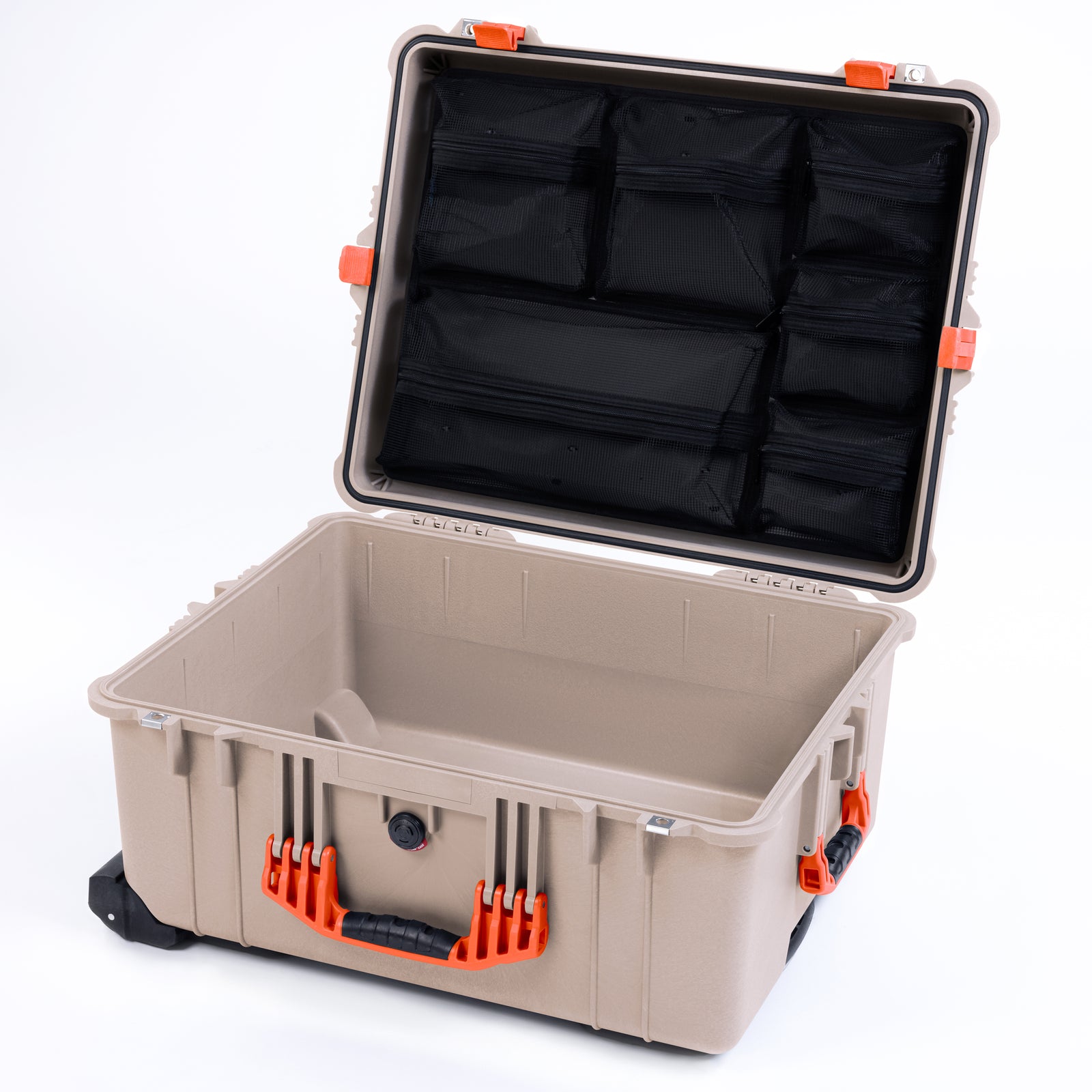 Pelican 1610 Case, Desert Tan with Orange Handles and Latches ColorCase