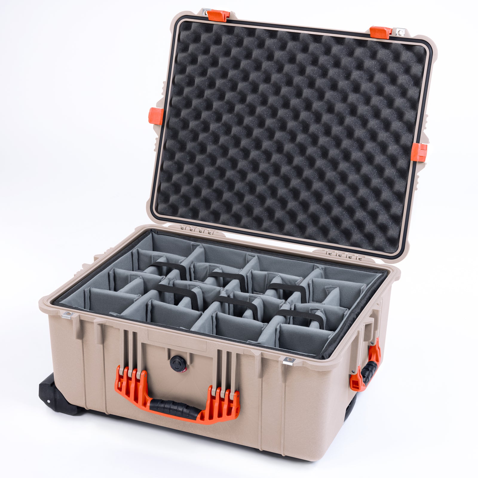 Pelican 1610 Case, Desert Tan with Orange Handles and Latches ColorCase