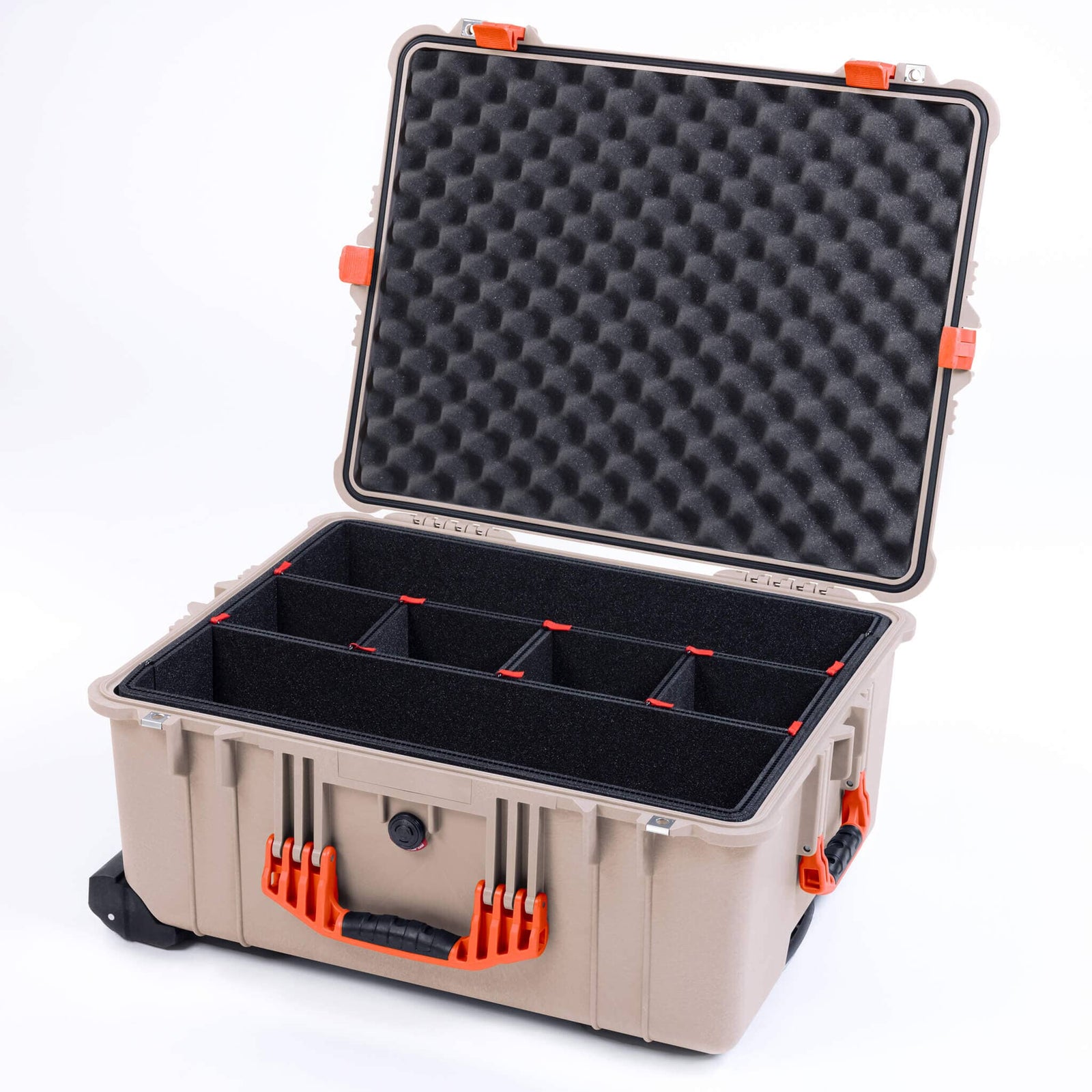 Pelican 1610 Case, Desert Tan with Orange Handles and Latches ColorCase