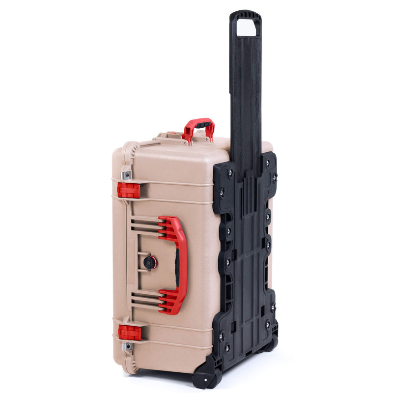Pelican 1610 Case, Desert Tan with Red Handles and Latches ColorCase 