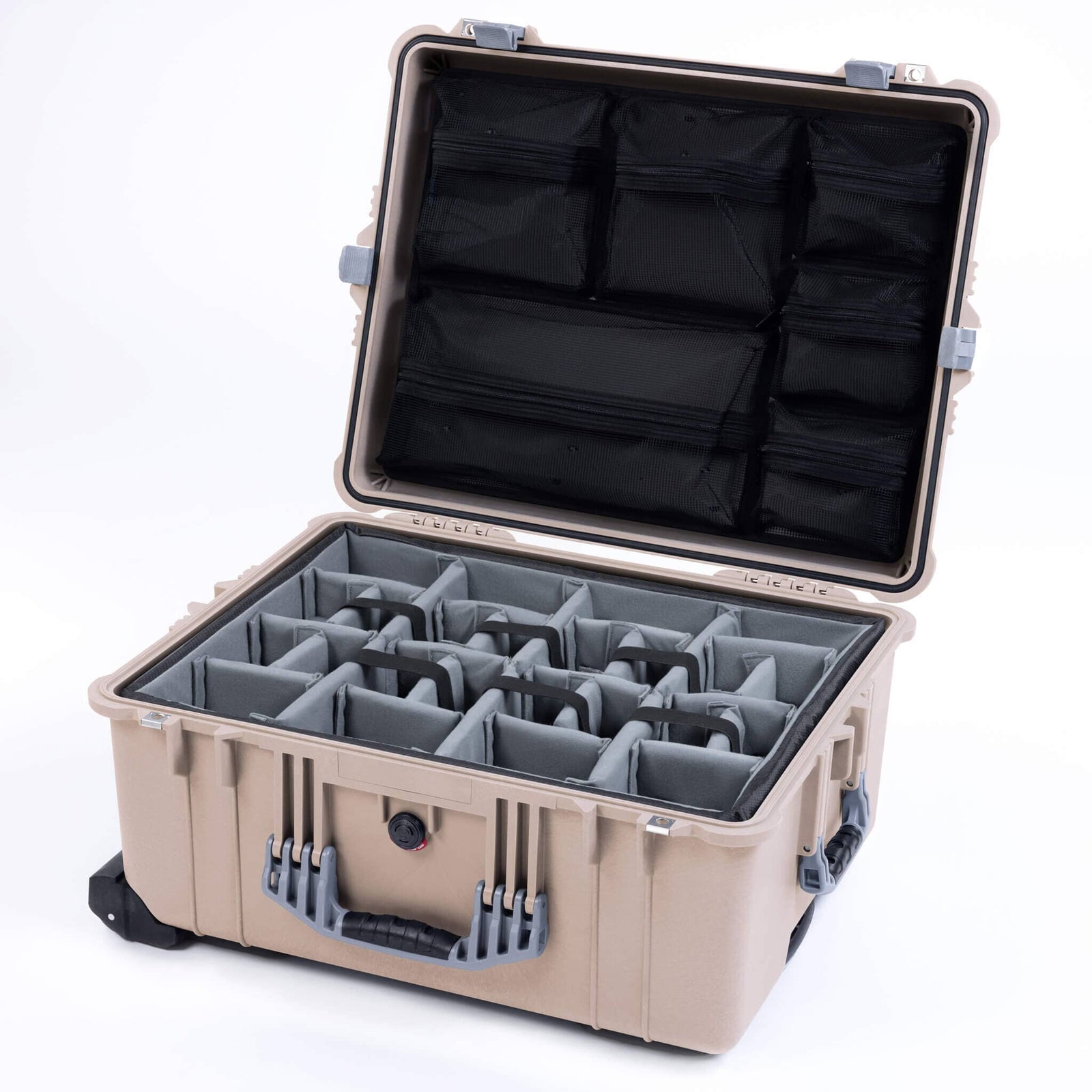 Pelican 1610 Case, Desert Tan with Silver Handles and Latches ColorCase