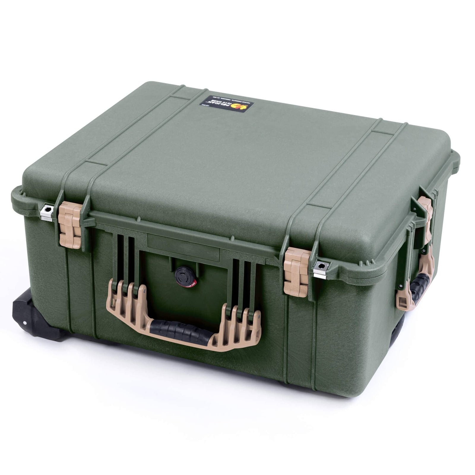 Pelican 1610 Case, OD Green with Desert Tan Handles and Latches - Empty