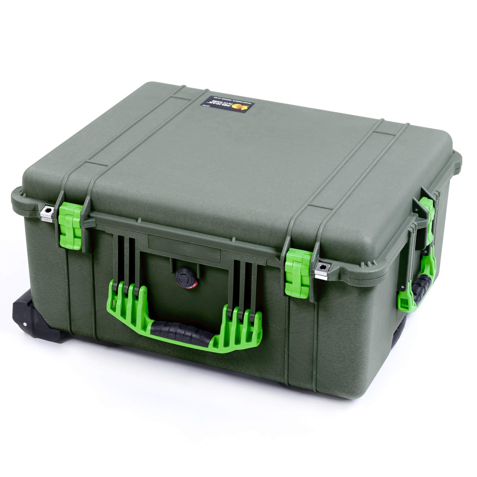 Pelican 1610 Case, OD Green with Lime Green Handles and Latches - Empty
