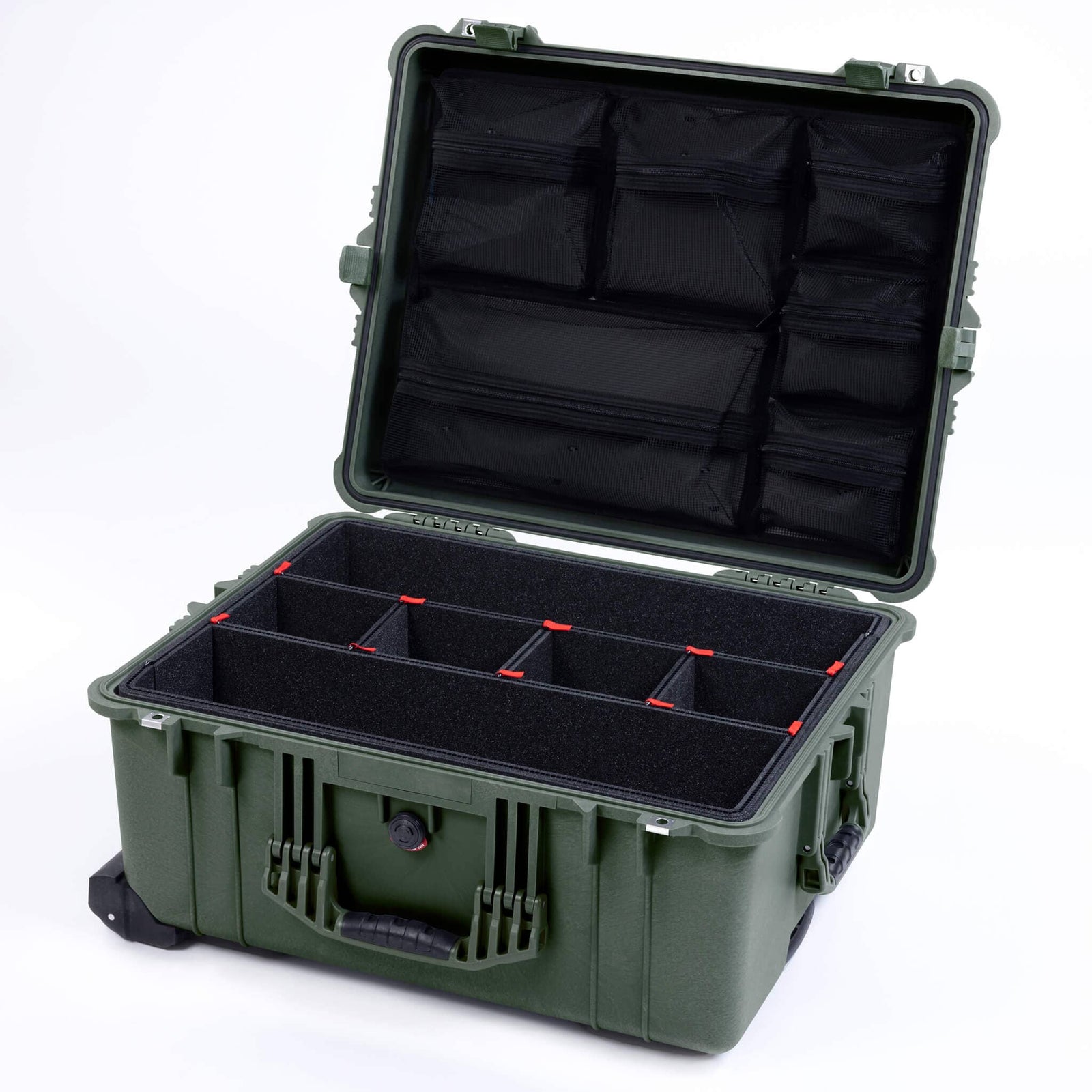 Pelican 1610 Case, OD Green TrekPak Divider System with Mesh Lid Organizer ColorCase 016100-0120-130-130