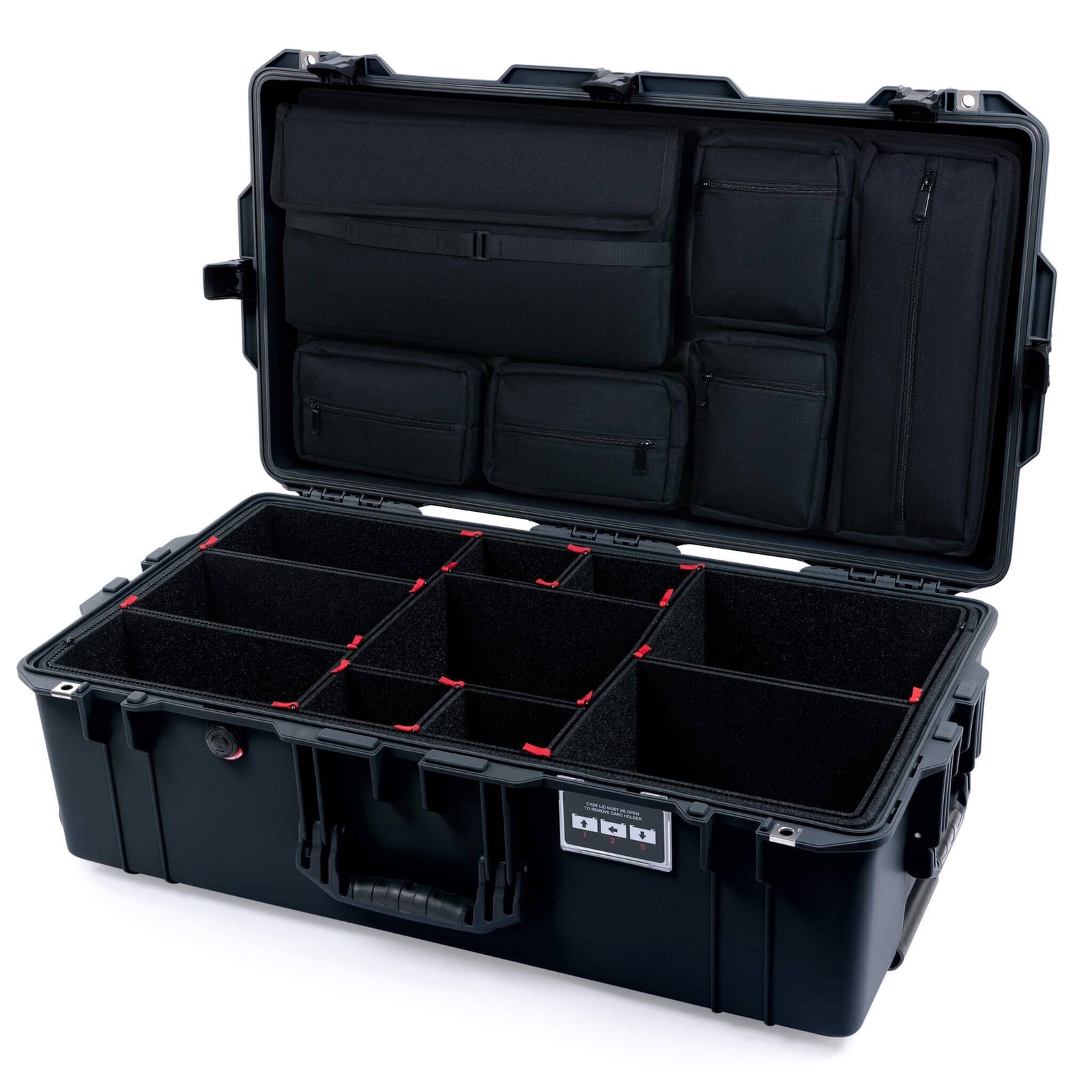 Pelican 1615 Air Case - Black TrekPak Divider System with Laptop Computer Lid Pouch ColorCase 016150-0220-110-111