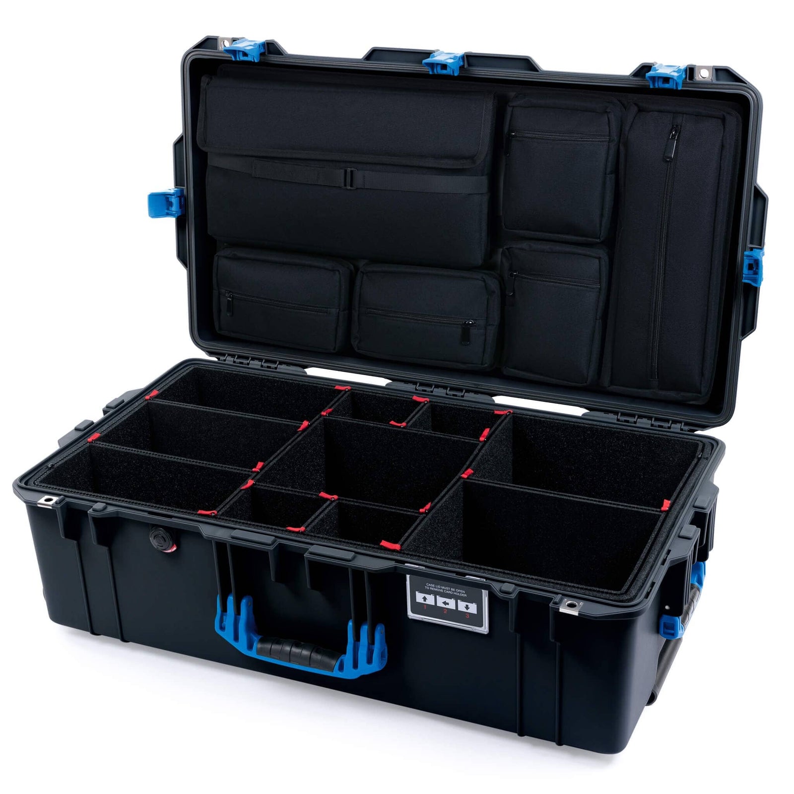 Pelican 1615 Air Case - Black & Blue TrekPak Divider System with Laptop Computer Lid Pouch ColorCase 016150-0220-110-121
