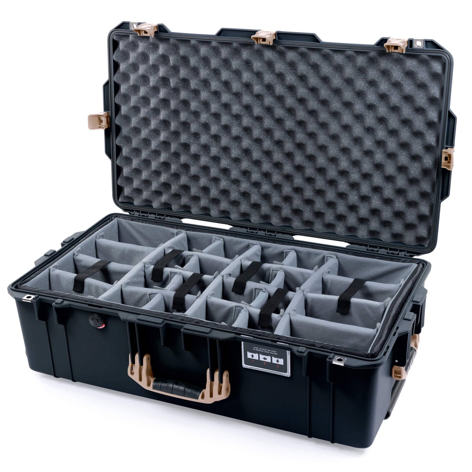 Pelican 1615 Air Case - Black & Desert Tan Padded Microfiber Dividers / Convoluted Lid Foam ColorCase 016150-0070-110-311