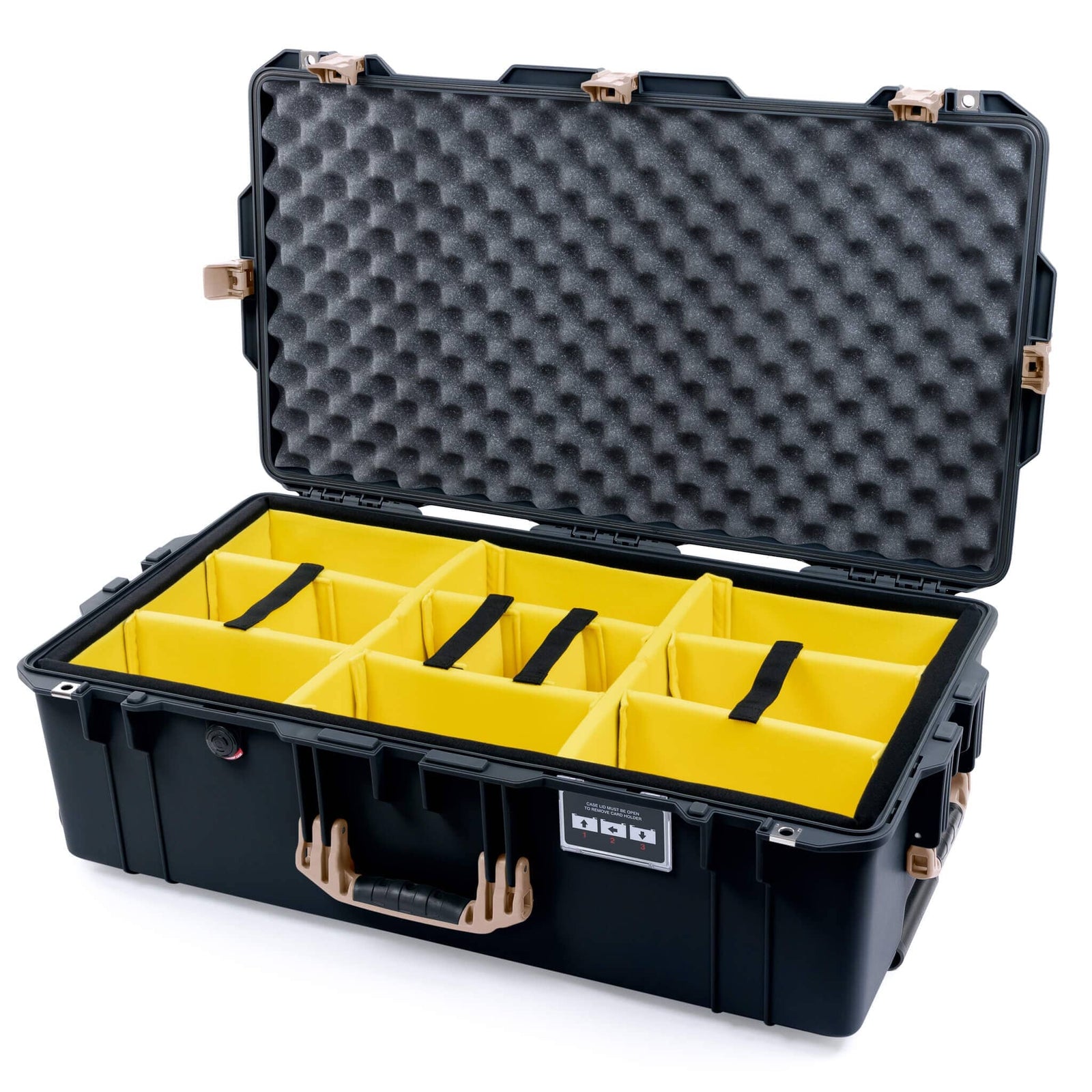 Pelican 1615 Air Case - Black & Desert Tan Yellow Padded Microfiber Dividers / Convoluted Lid Foam ColorCase 016150-0010-110-311