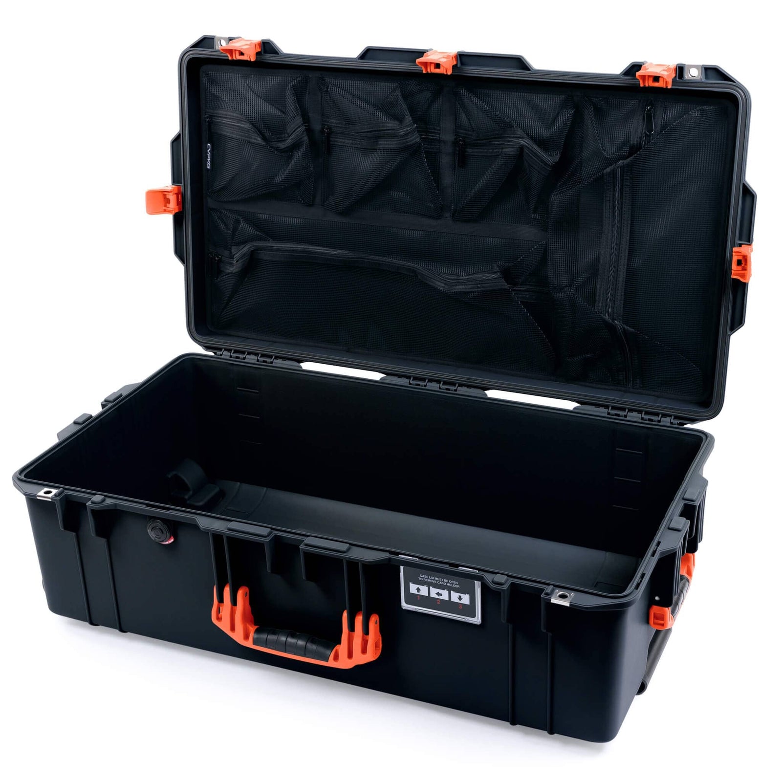 Pelican 1615 Air Case - Black & Orange Mesh Lid Organizer Only ColorCase 016150-0100-110-151