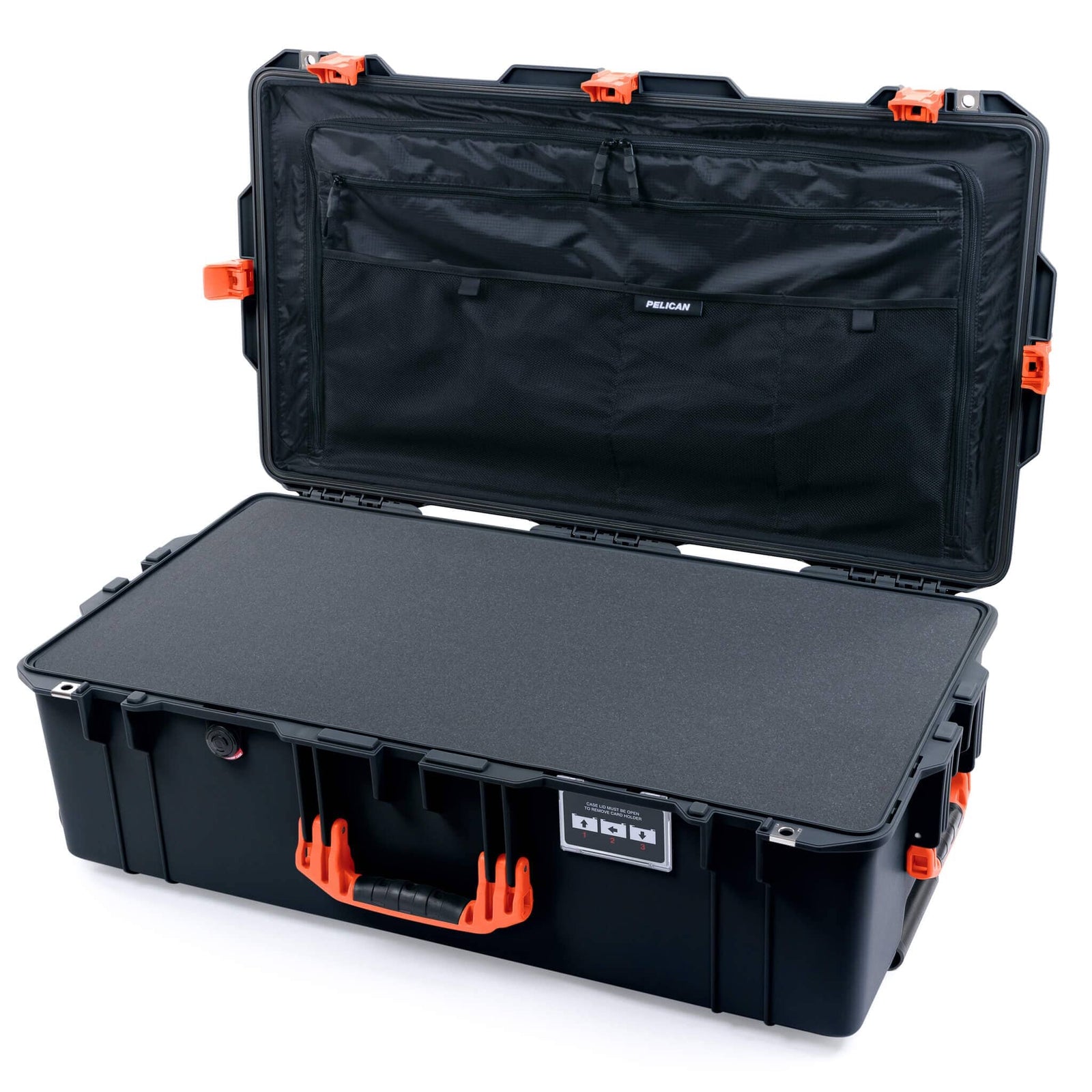 Pelican 1615 Air Case - Black & Orange Pick & Pluck Foam / TRVL Lid Organizer ColorCase 016150-0301-110-151