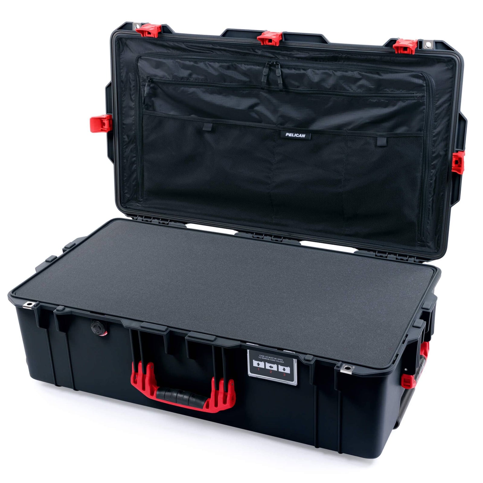 Pelican 1615 Air Case - Black & Red Pick & Pluck Foam / TRVL Lid Organizer ColorCase 016150-0301-110-321
