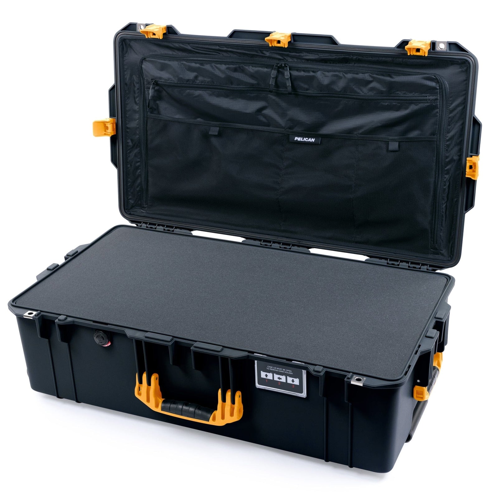 Pelican 1615 Air Case - Black & Yellow Pick & Pluck Foam / TRVL Lid Organizer ColorCase 016150-0301-110-241