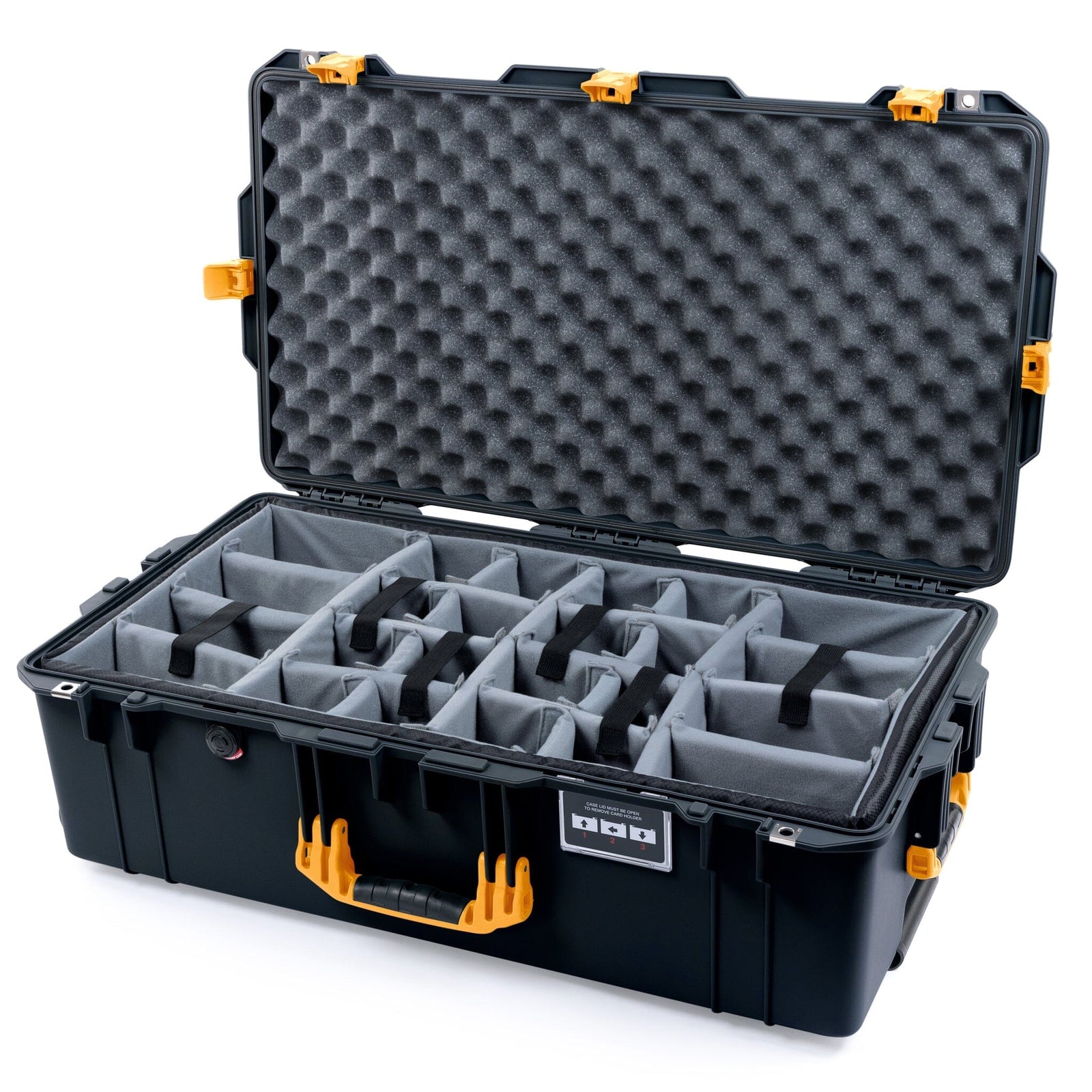 Pelican 1615 Air Case - Black & Yellow Padded Microfiber Dividers / Convoluted Lid Foam ColorCase 016150-0070-110-241
