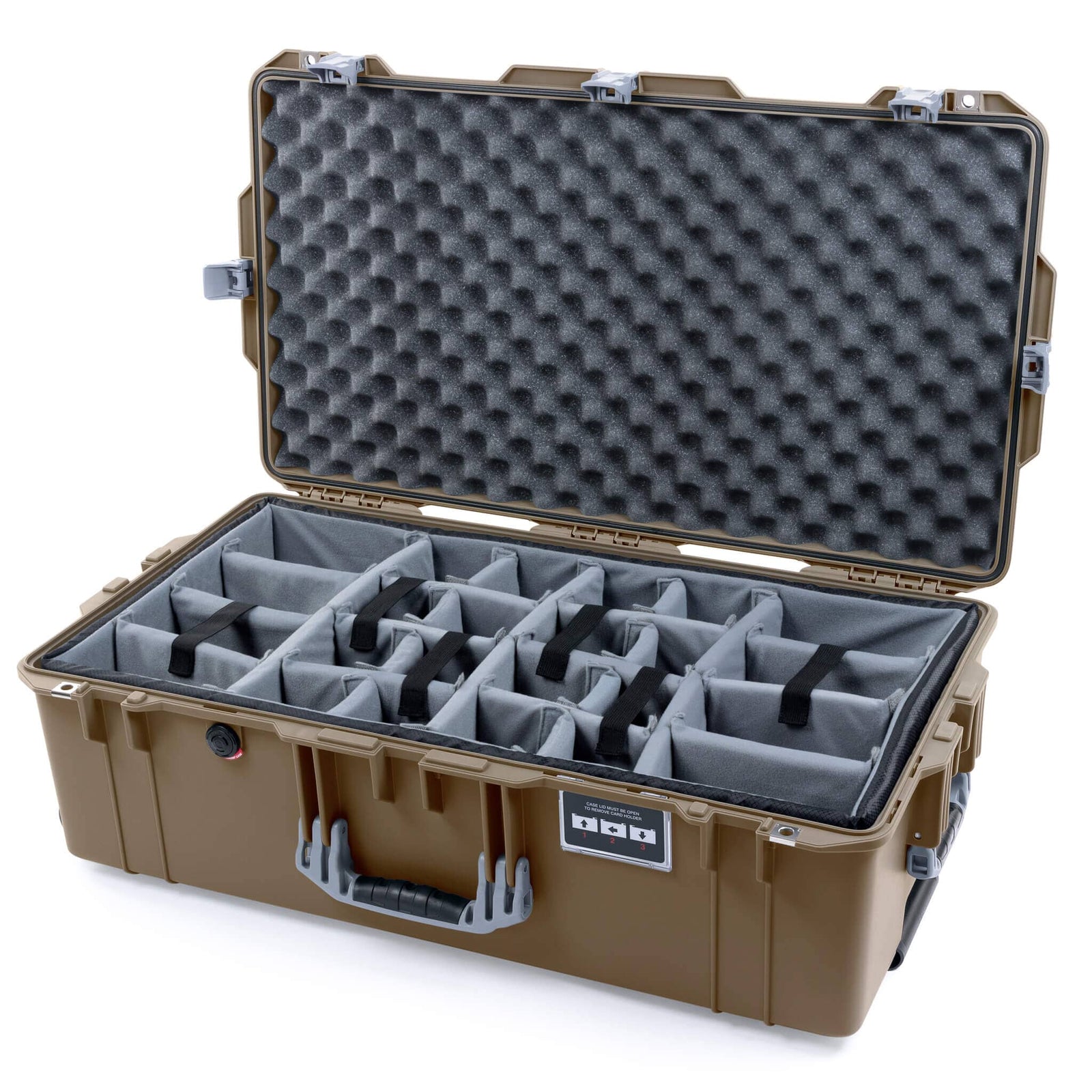 Pelican 1615 Air Case - Dark Desert Dirt & Silver - Padded Microfiber Dividers / Convoluted Lid Foam