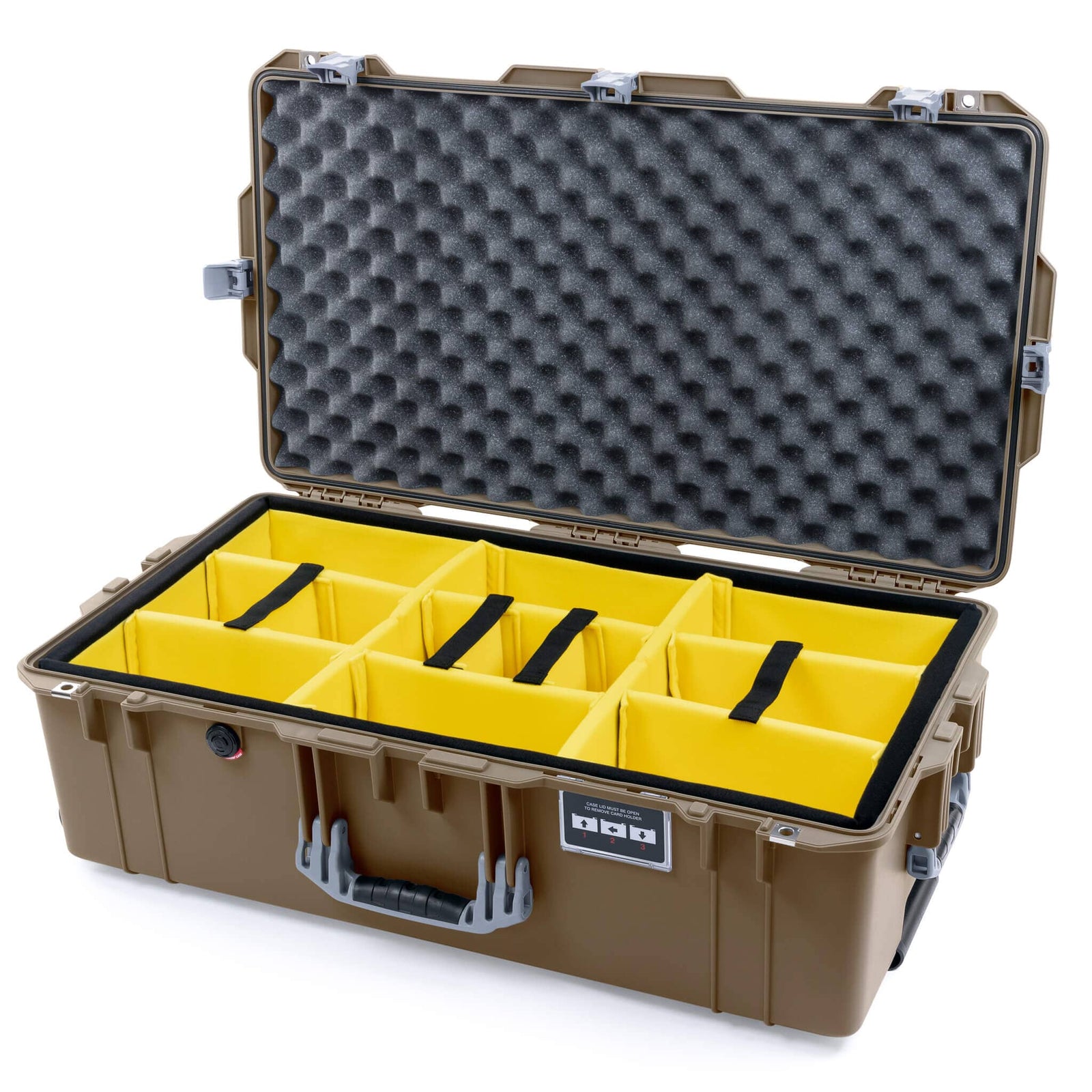 Pelican 1615 Air Case - Dark Desert Dirt & Silver - Yellow Padded Microfiber Dividers / Convoluted Lid Foam
