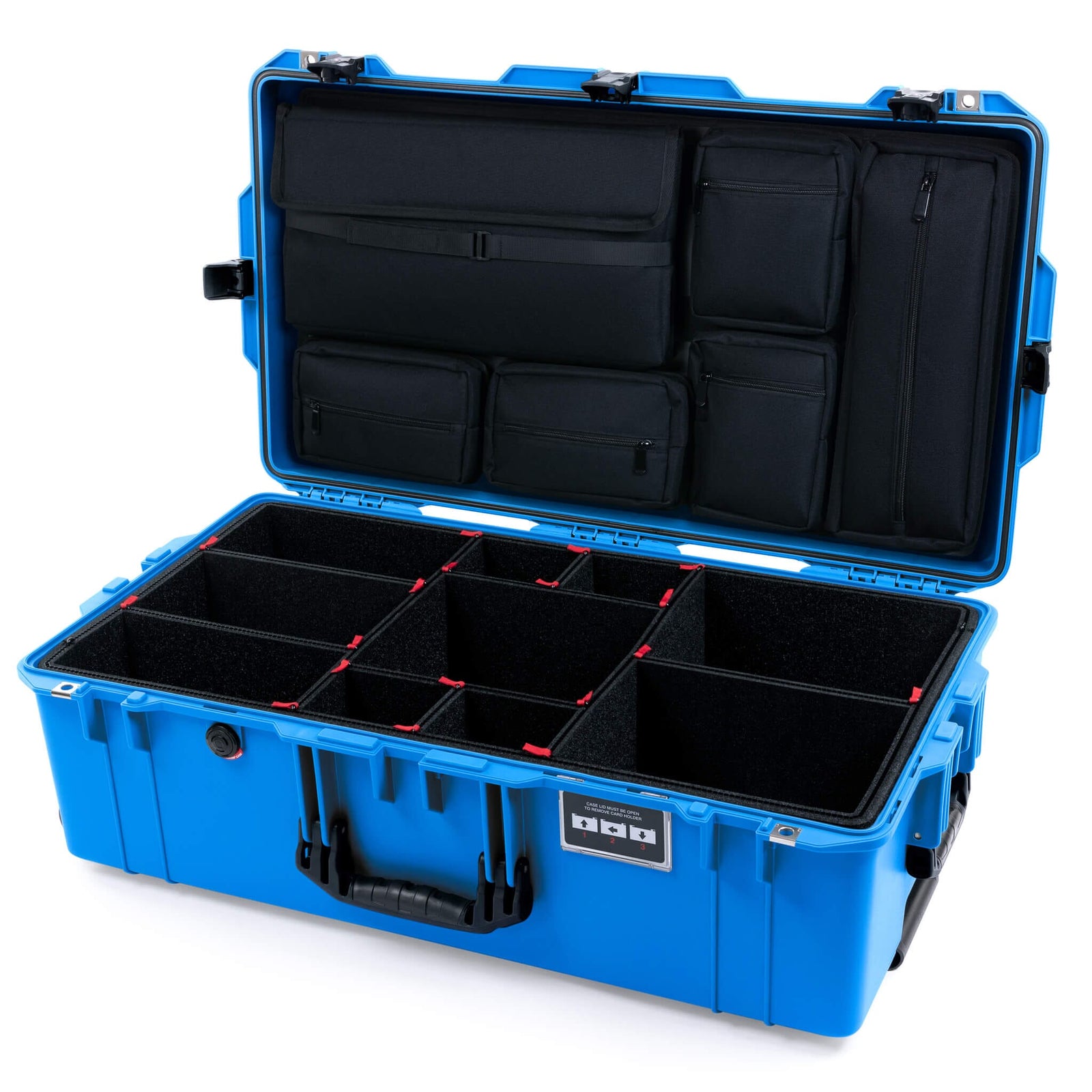 Pelican 1615 Air Case - Electric Blue & Black TSA Latches - TrekPak Divider System / Laptop Computer Lid Pouch