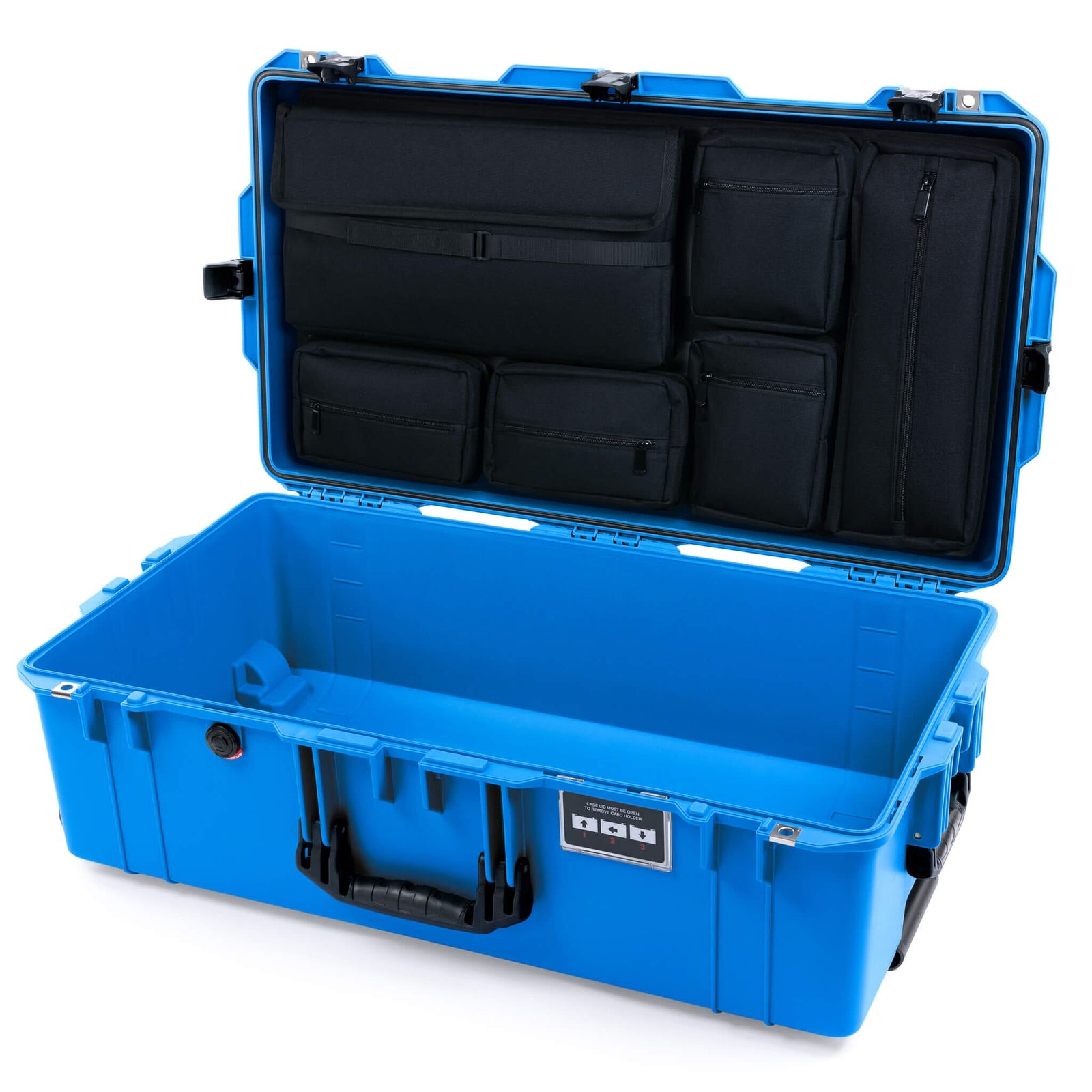 Pelican 1615 Air Case - Electric Blue & Black TSA Latches + Trolley - Laptop Computer Lid Pouch Only