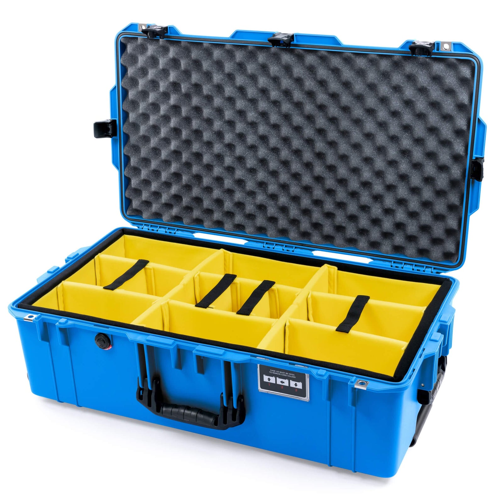 Pelican 1615 Air Case - Electric Blue & Black TSA Latches + Trolley - Yellow Padded Microfiber Dividers / Convoluted Lid Foam