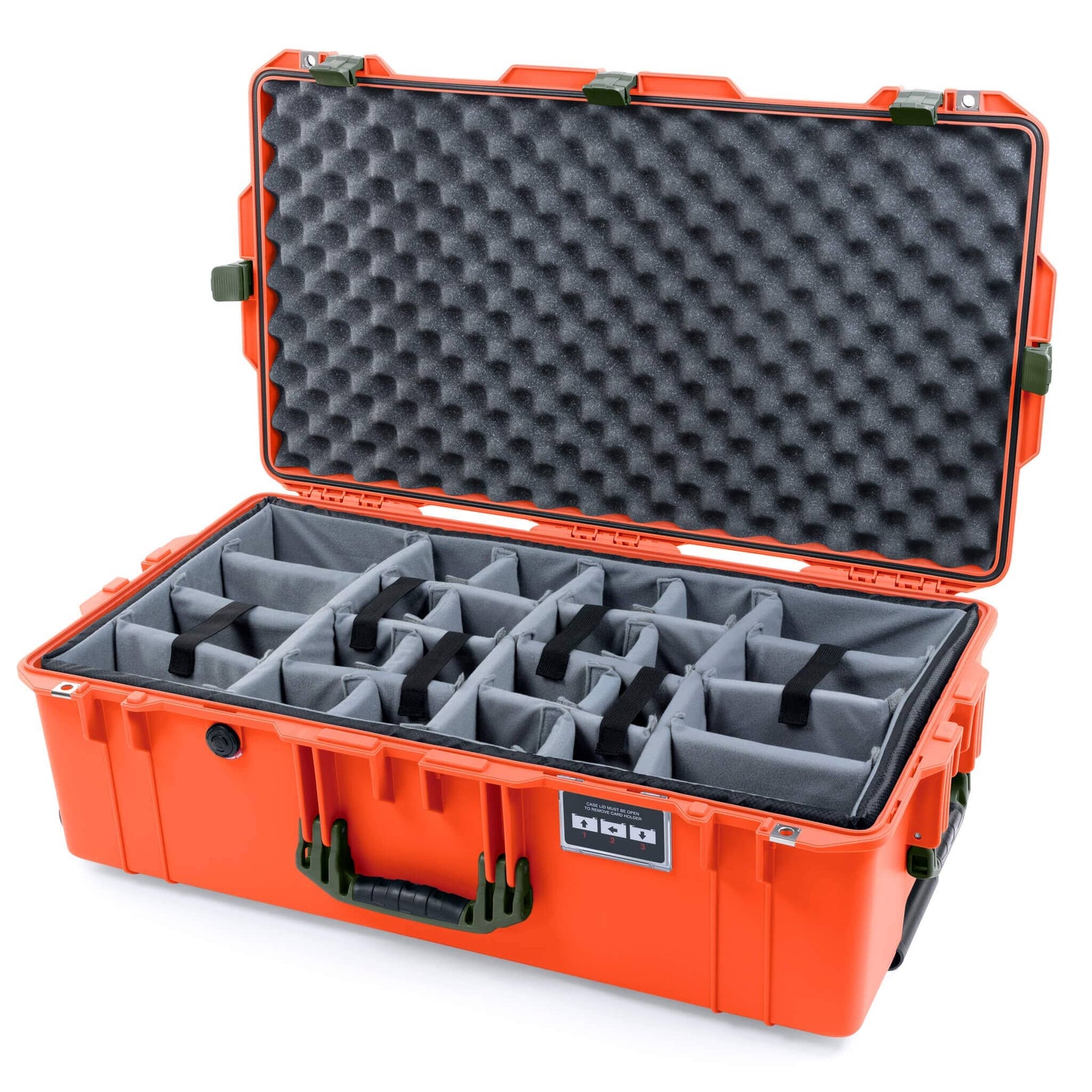 Pelican 1615 Air Case - Orange & OD Green Padded Microfiber Dividers / Convoluted Lid Foam ColorCase 016150-0070-150-131