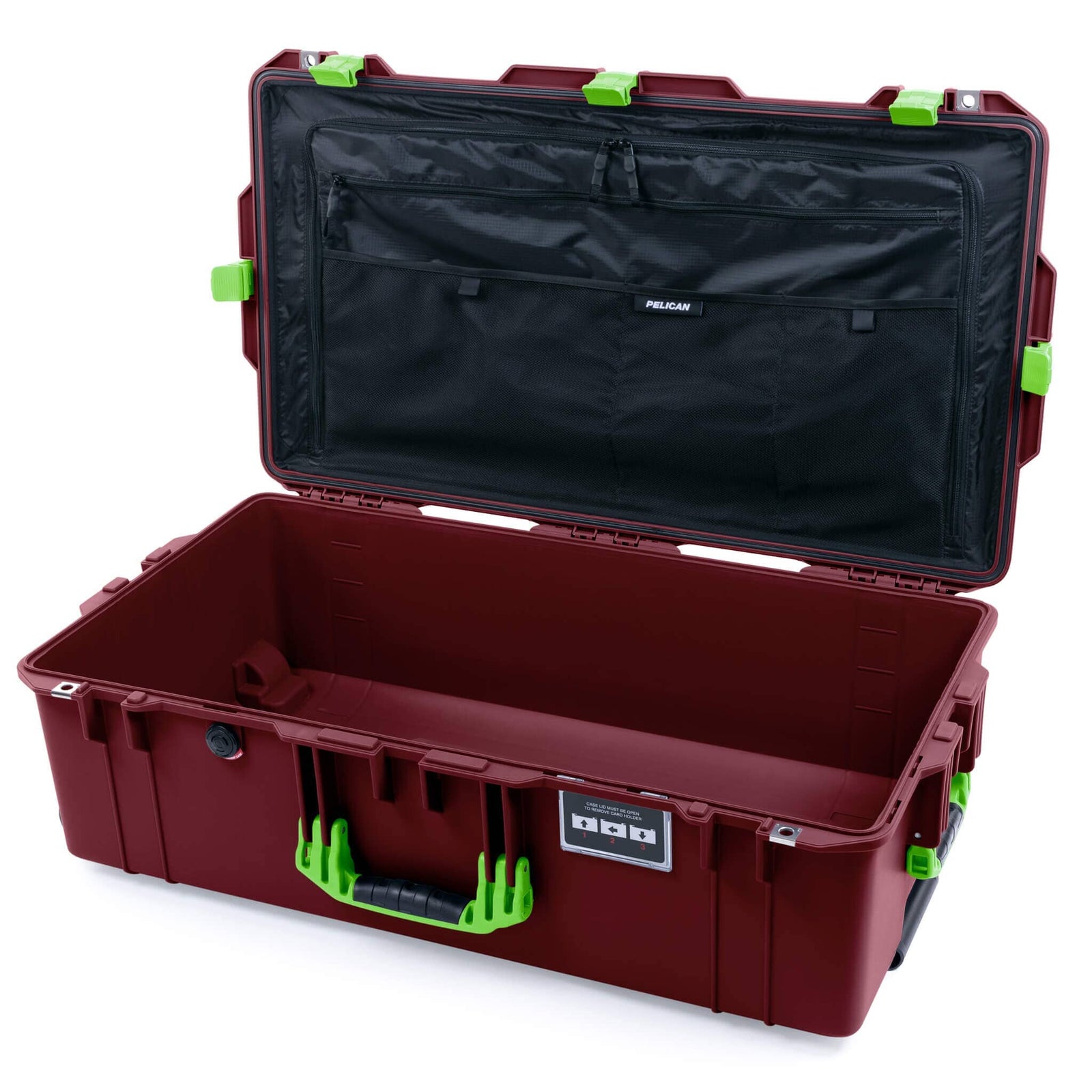 Pelican 1615 Air Case - Oxblood & Lime Green TRVL Lid Organizer Only ColorCase 016150-0300-510-301