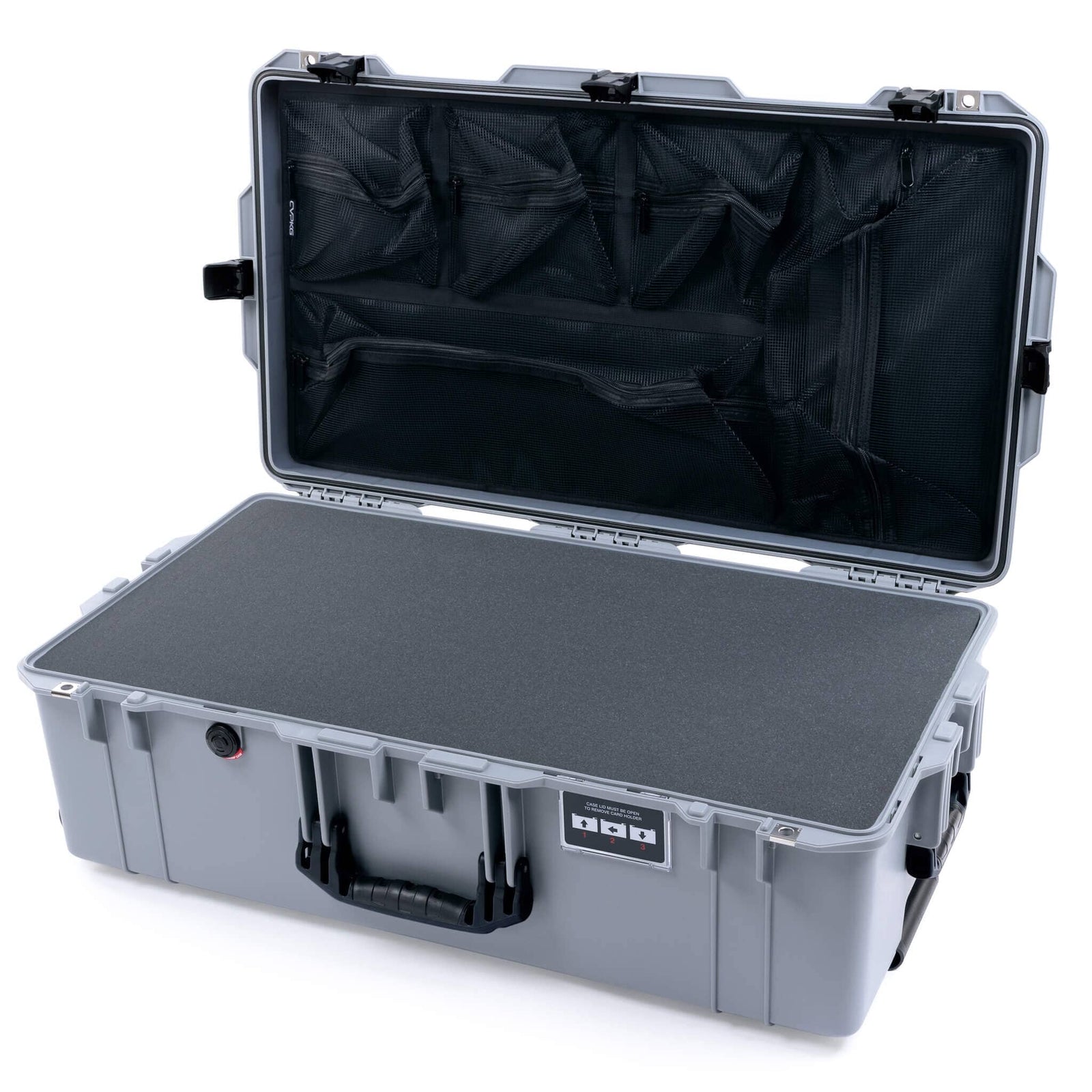 Pelican 1615 Air Case - Silver & Black Pick & Pluck Foam / Mesh Lid Organizer ColorCase 016150-0101-180-111