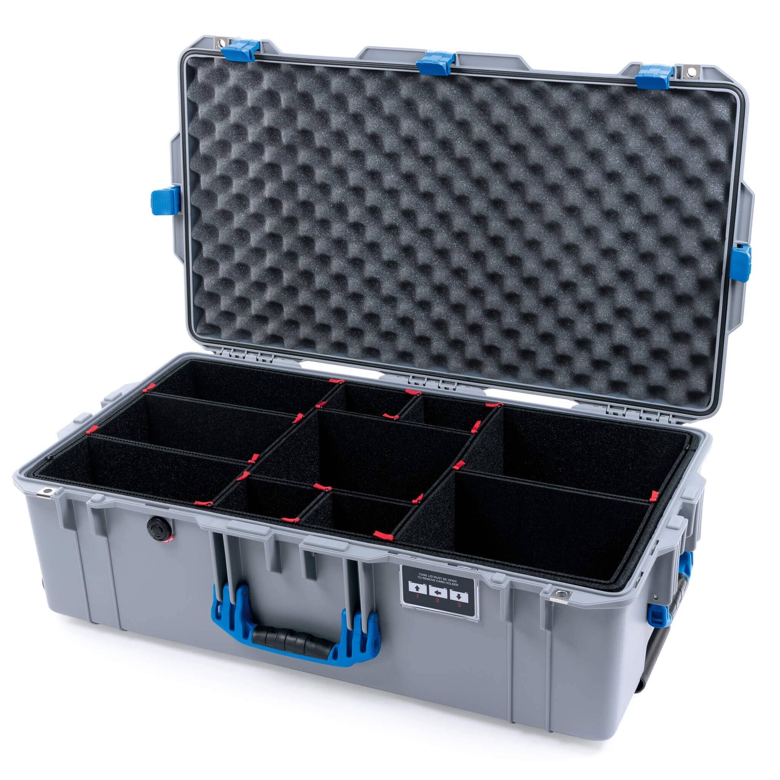 Pelican 1615 Air Case - Silver & Blue TrekPak Divider System / Convoluted Lid Foam ColorCase 016150-0020-180-121