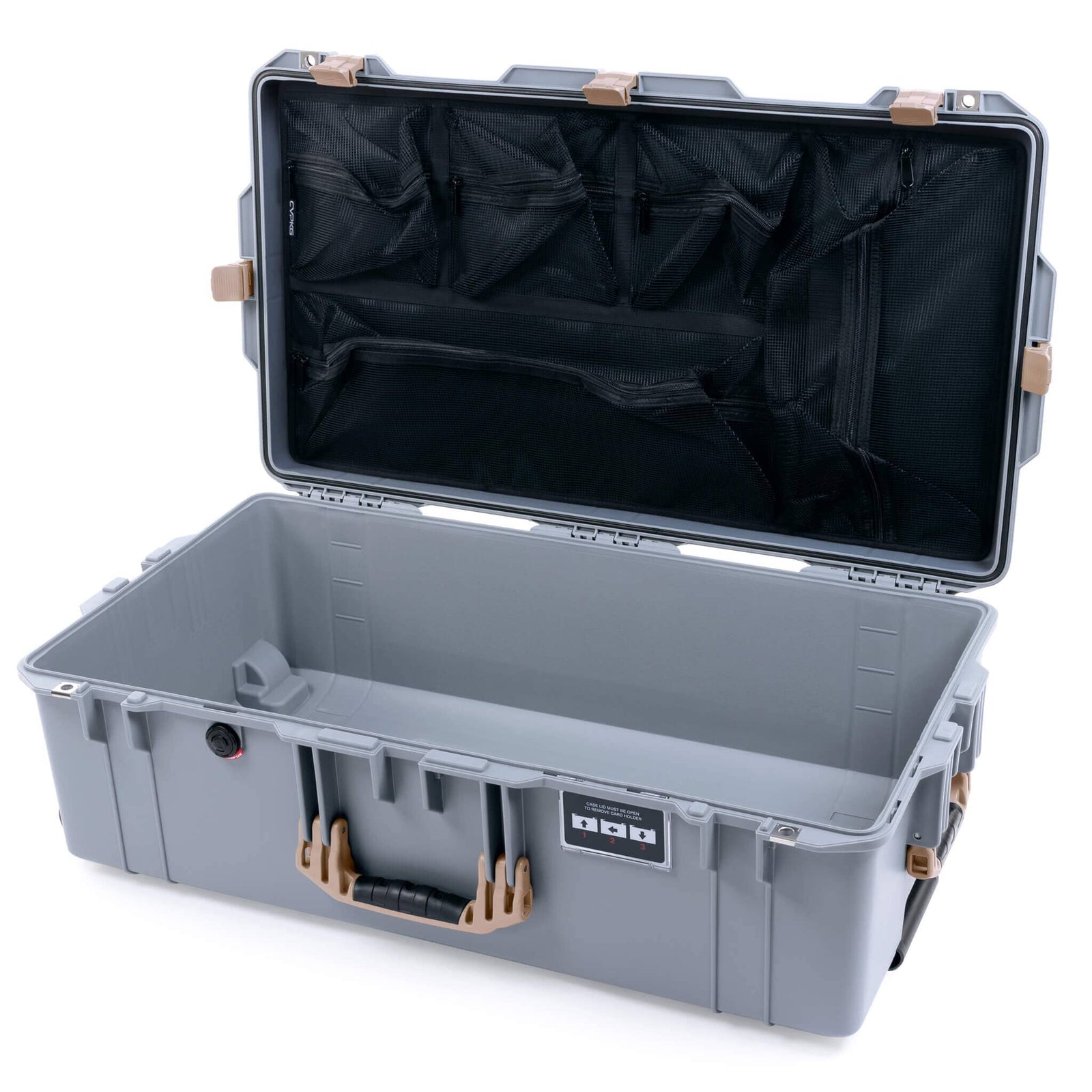 Pelican 1615 Air Case - Silver & Desert Tan Mesh Lid Organizer Only ColorCase 016150-0100-180-311
