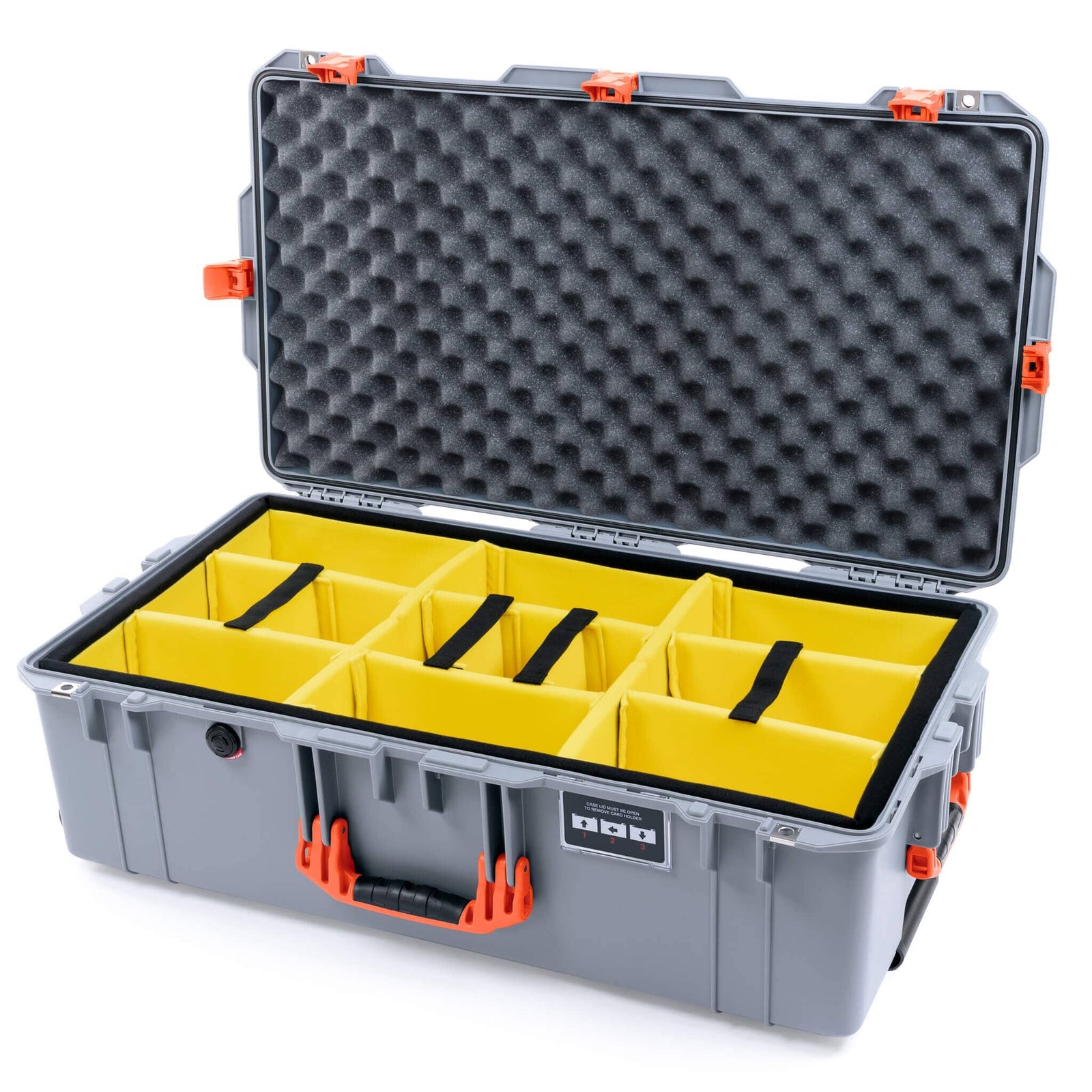 Pelican 1615 Air Case - Silver & Orange Yellow Padded Microfiber Dividers / Convoluted Lid Foam ColorCase 016150-0010-180-151