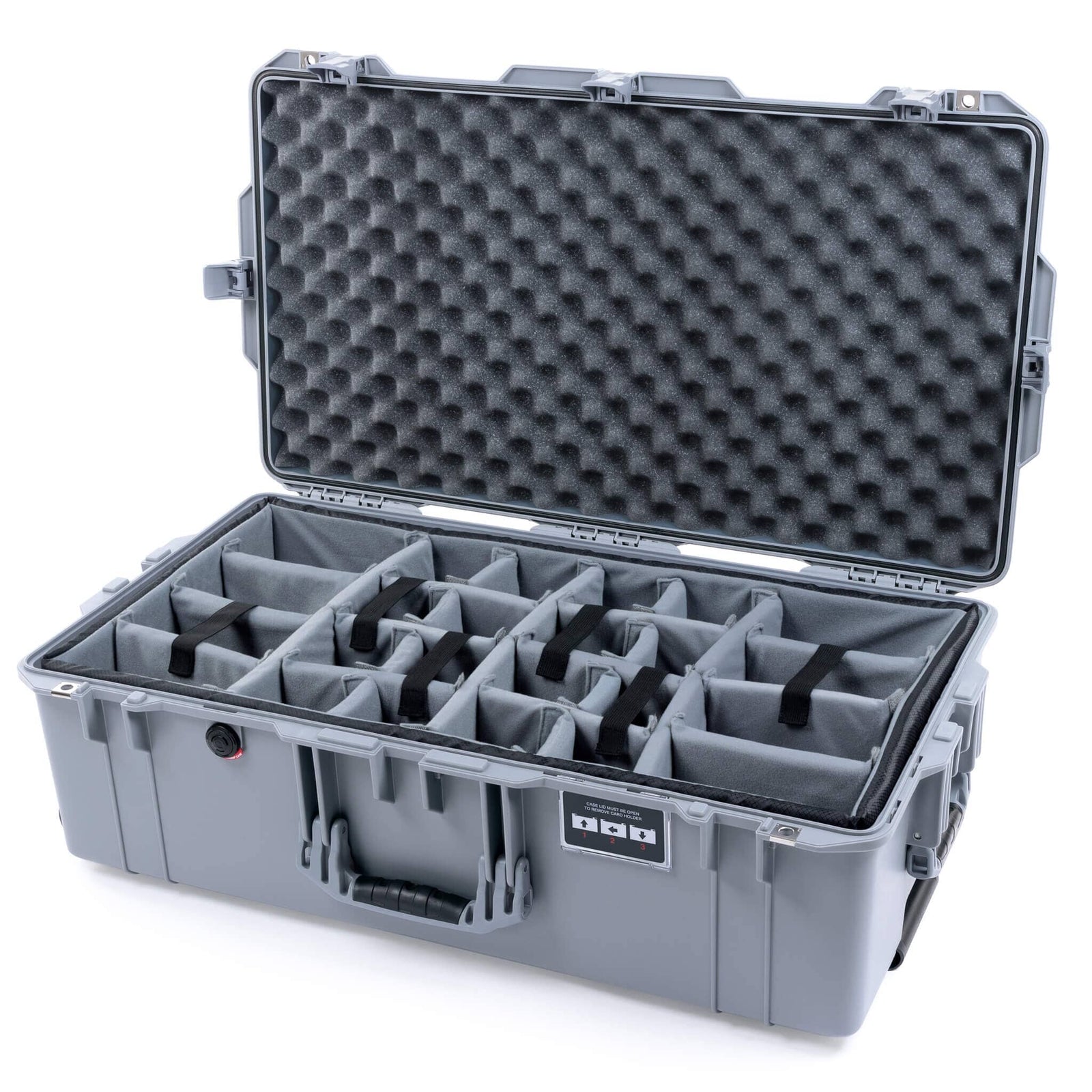 Pelican 1615 Air Case - Silver Padded Microfiber Dividers / Convoluted Lid Foam ColorCase 016150-0070-180-181
