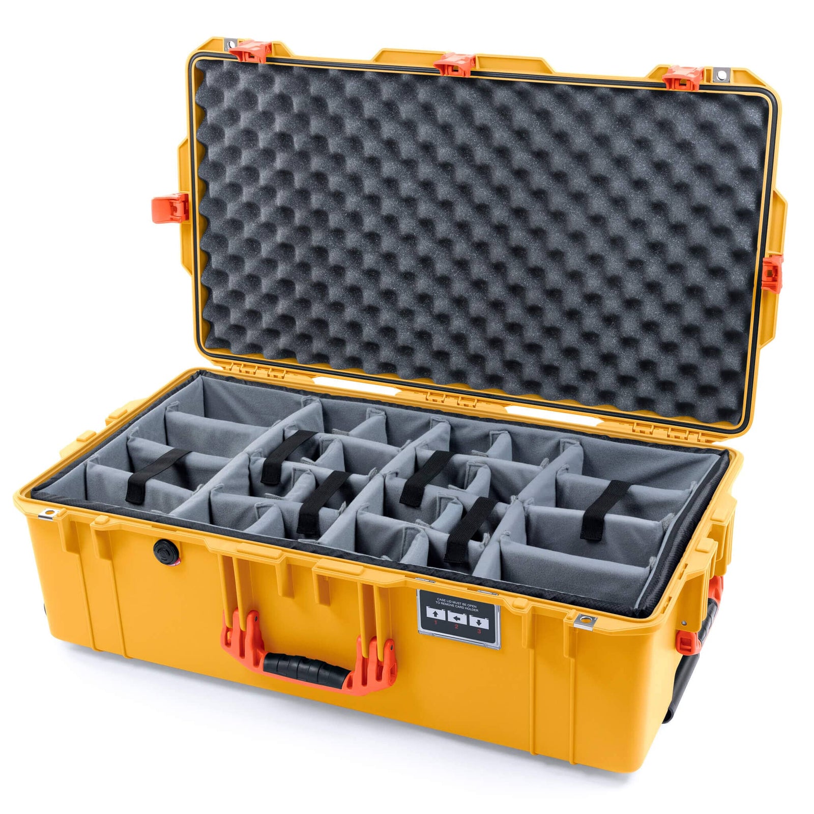Pelican 1615 Air Case - Yellow & Orange - Gray Padded Microfiber Dividers with Convoluted Lid Foam
