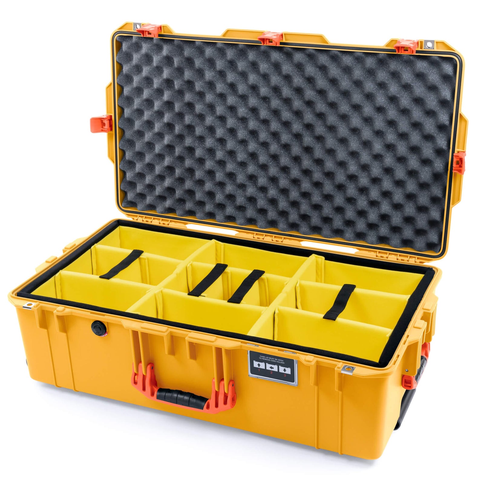 Pelican 1615 Air Case - Yellow & Orange - Gray Padded Microfiber Dividers with Convoluted Lid Foam