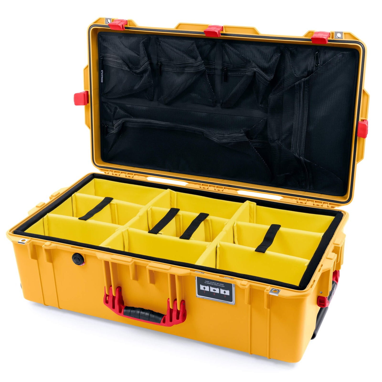 Pelican 1615 Air Case - Yellow & Red - Gray Padded Microfiber Dividers with Convoluted Lid Foam