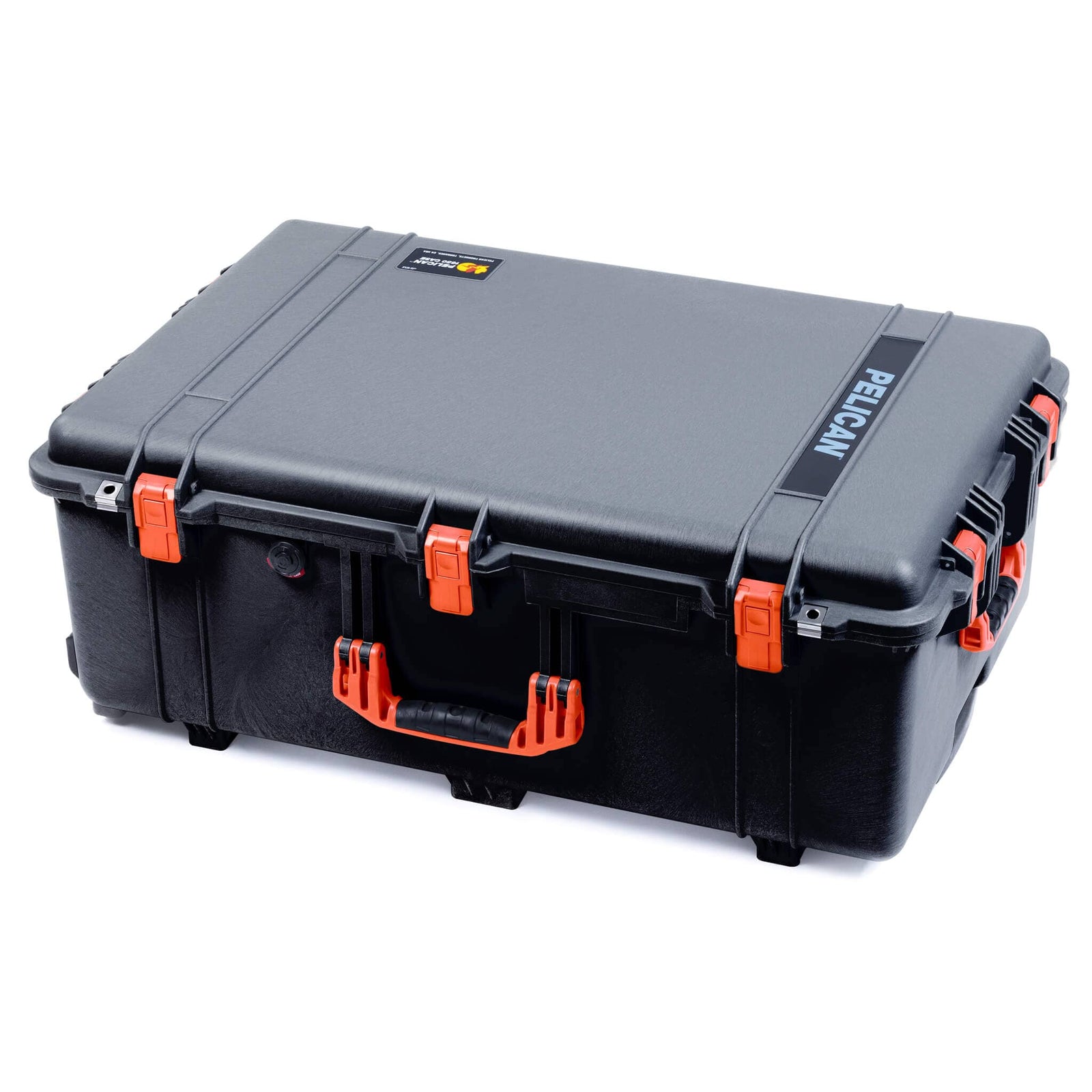 Pelican 1650 Case, Black with Orange Handles & Push-Button Latches ColorCase