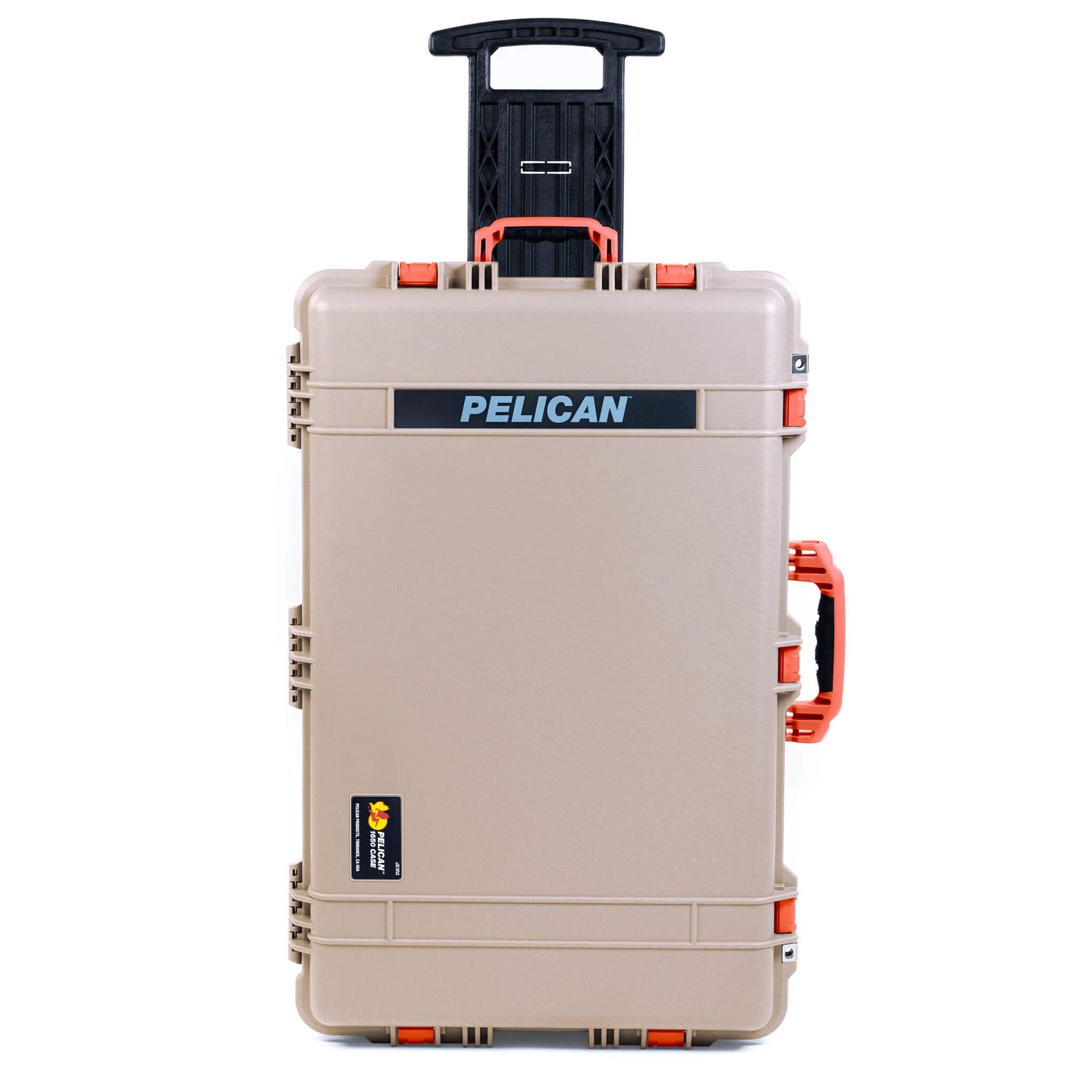 Pelican 1650 Case, Desert Tan with Orange Handles & Push-Button Latches ColorCase