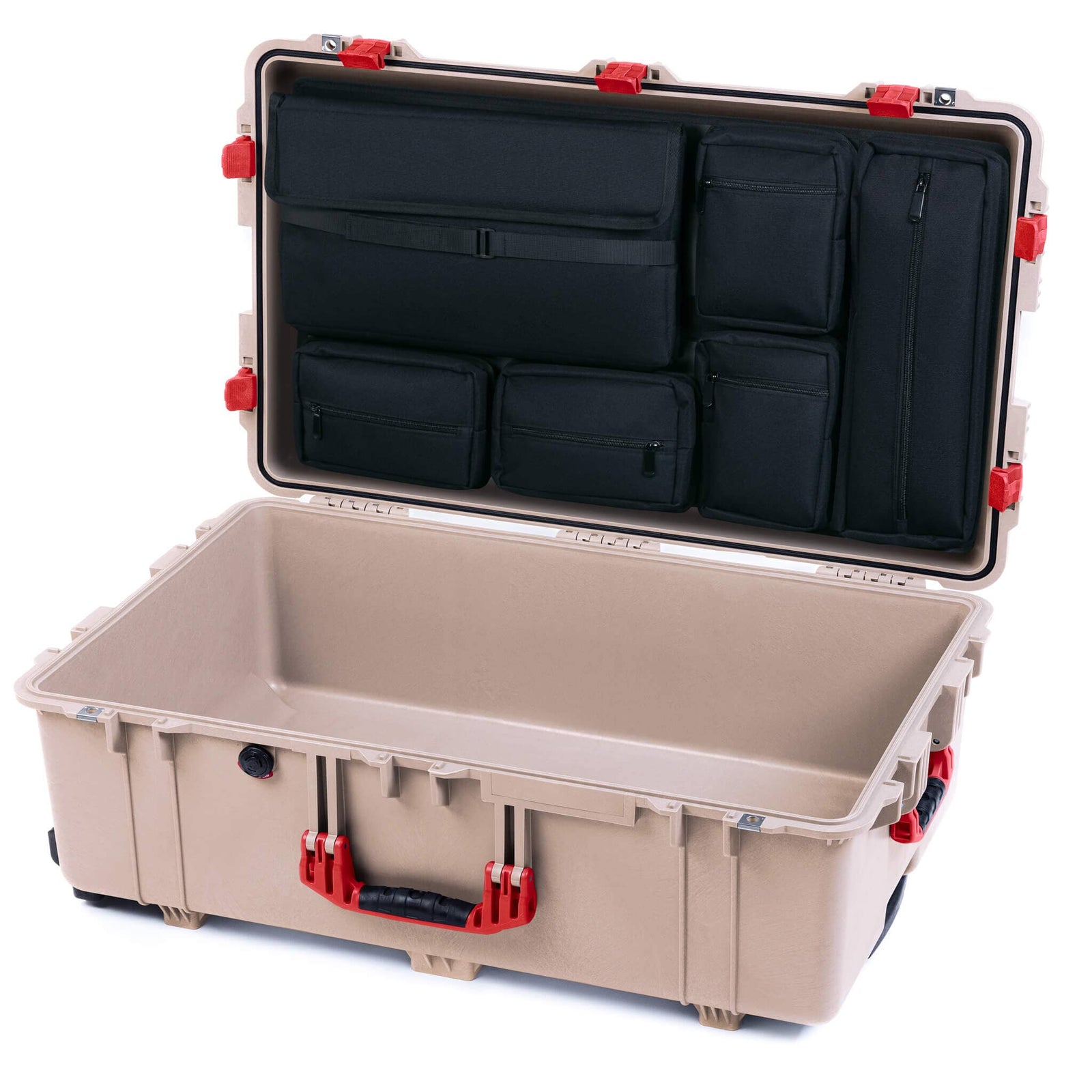 Pelican 1650 Case, Desert Tan with Red Handles & Latches Laptop Computer Lid Pouch Only ColorCase 016500-0200-310-320