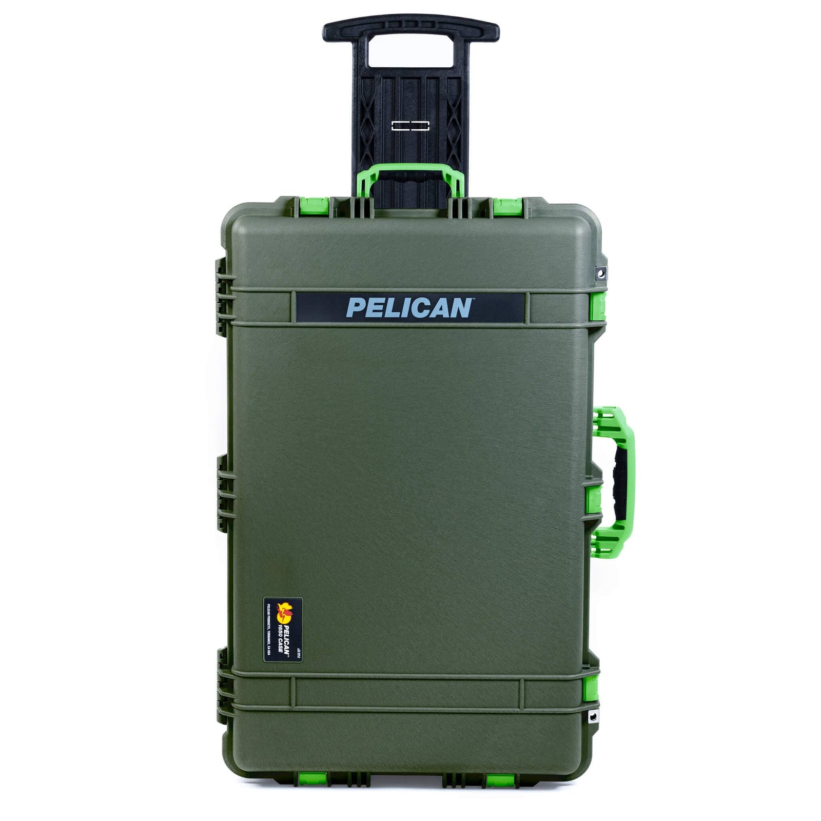Pelican 1650 Case, OD Green with Lime Green Handles & Push-Button Latches ColorCase