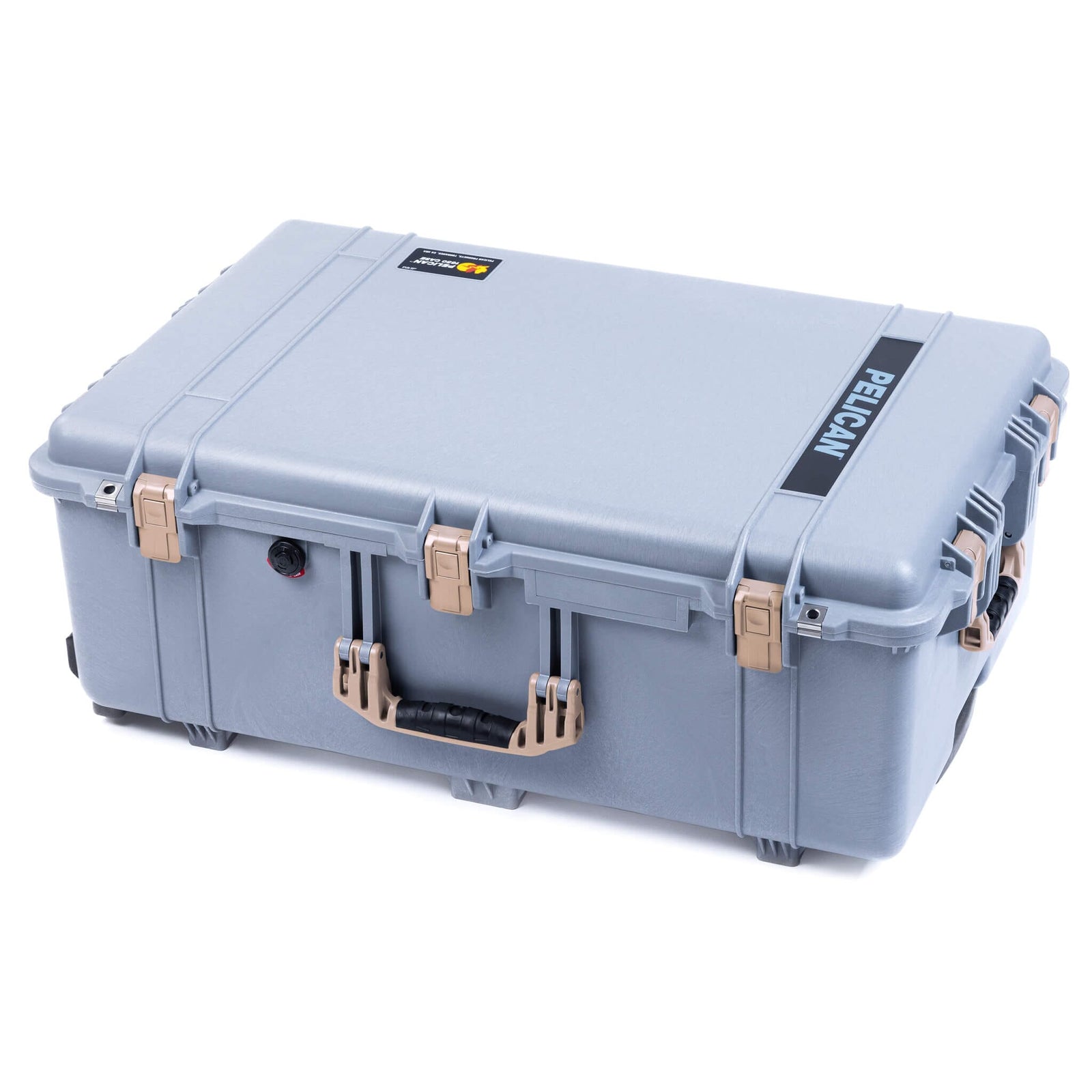 Pelican 1650 Case, Silver with Desert Tan Handles & Push-Button Latches ColorCase