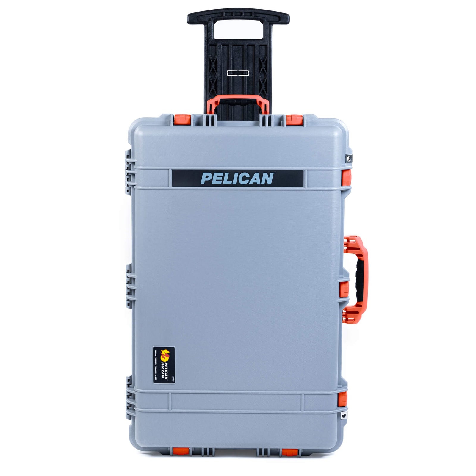 Pelican 1650 Case, Silver with Orange Handles & Latches ColorCase