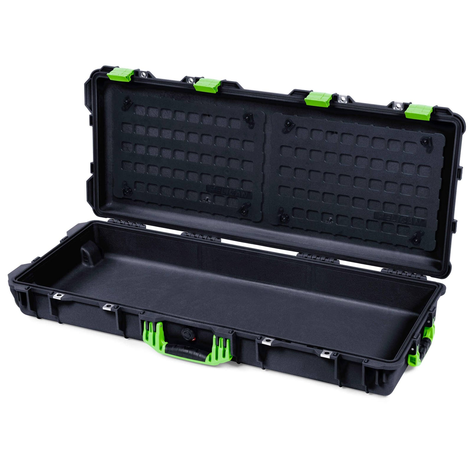 Pelican 1700 Protector Long Case, Black with Lime Green Handles & Latches (Gen2) EZ-Click™ MOLLE Panels Only ColorCase 017000-0400-110-300