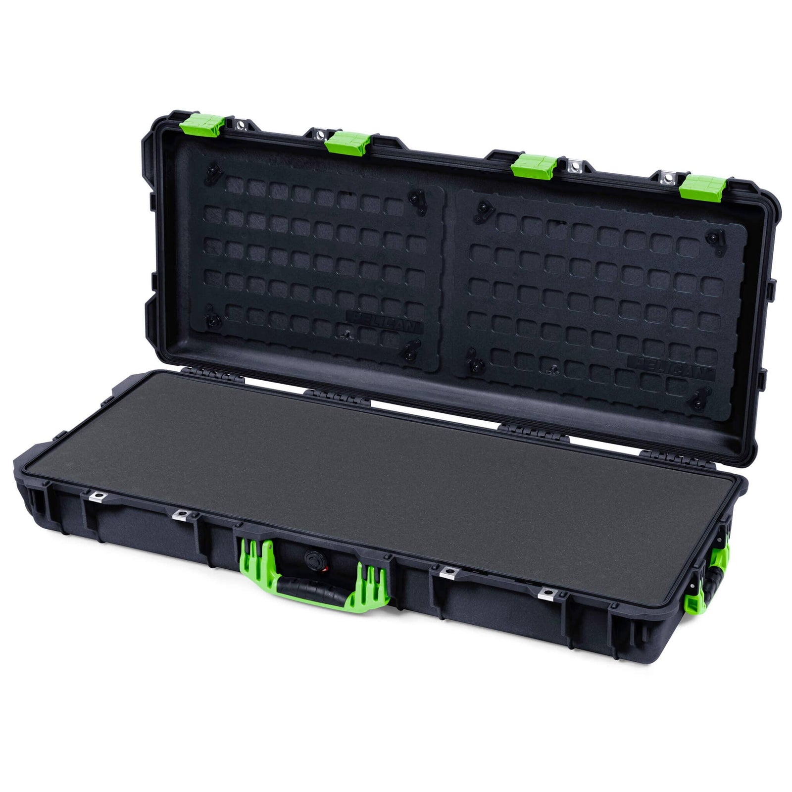 Pelican 1700 Protector Long Case, Black with Lime Green Handles & Latches (Gen2) Pick & Pluck Foam with EZ-Click™ MOLLE Panels ColorCase 017000-0401-110-300