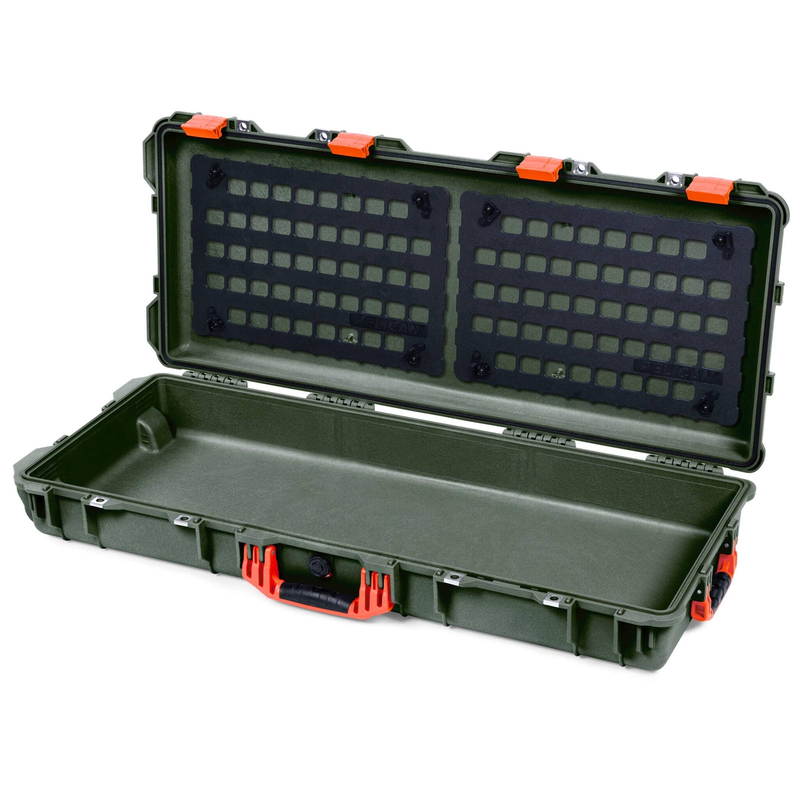 Pelican 1700 Protector Long Case, OD Green with Orange Handles & Latches (Gen2) EZ-Click™ MOLLE Panels Only ColorCase 017000-0400-130-150