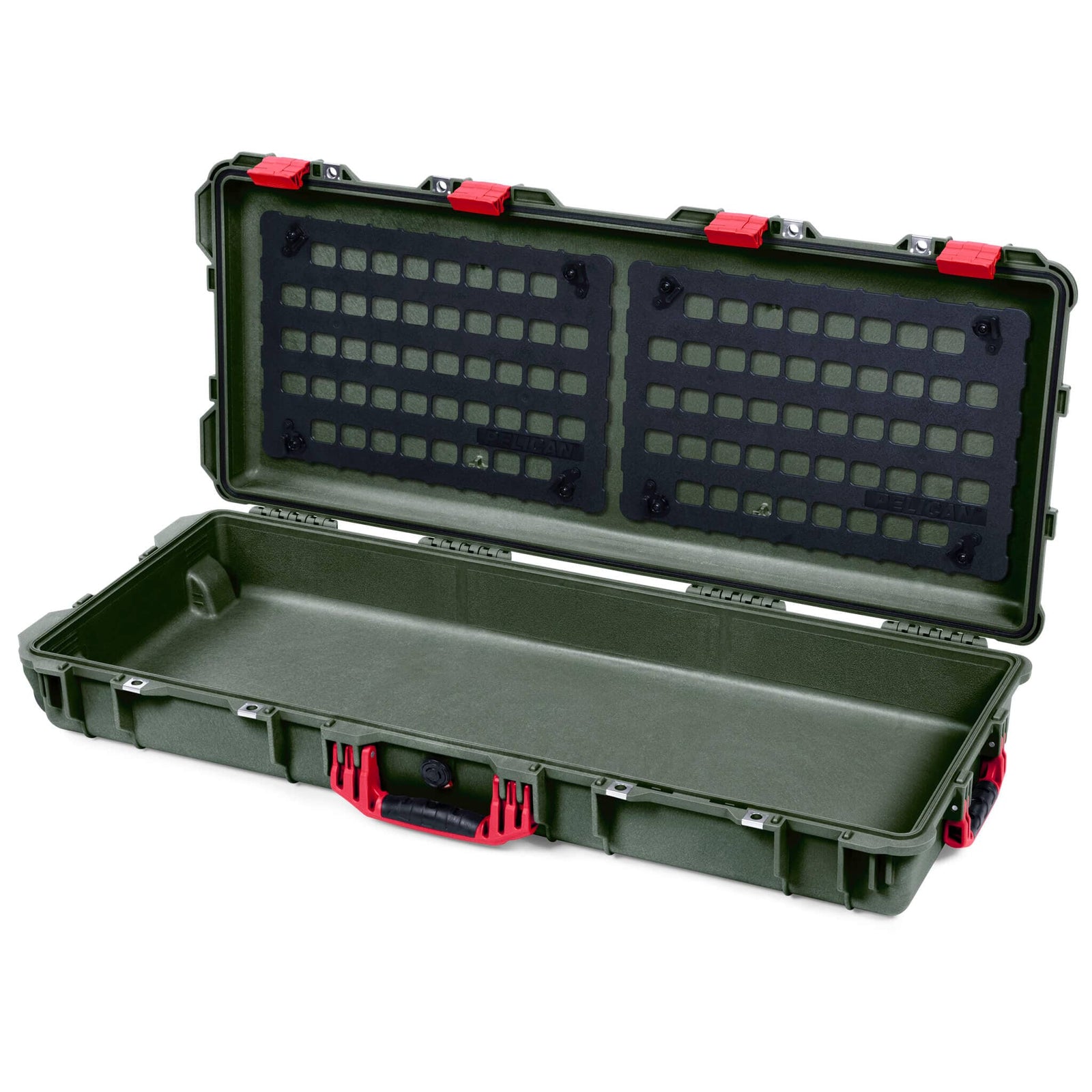 Pelican 1700 Protector Long Case, OD Green with Red Handles & Latches (Gen2) EZ-Click™ MOLLE Panels Only ColorCase 017000-0400-130-320