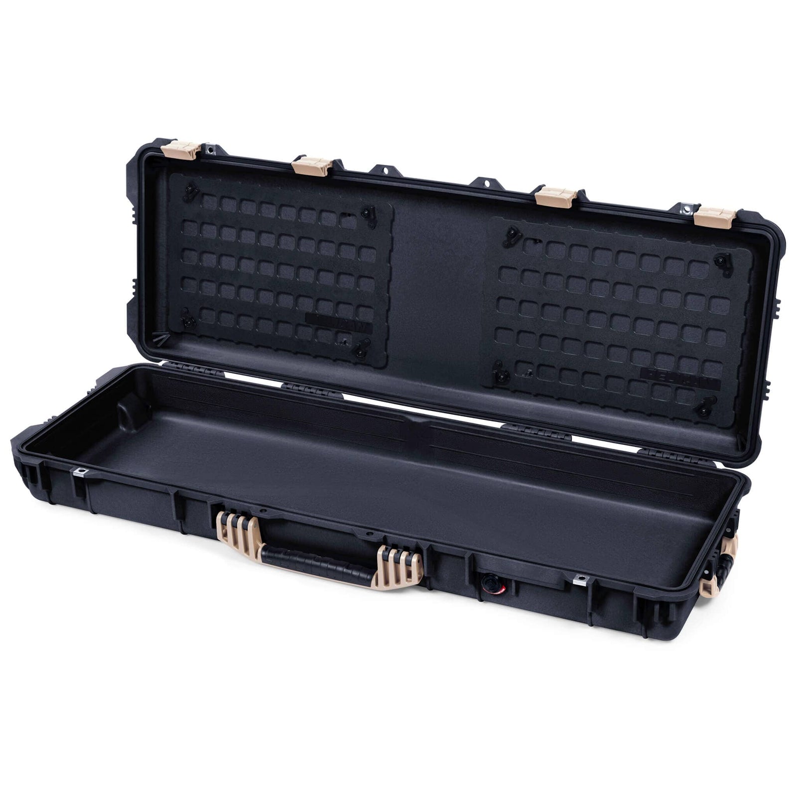 Pelican 1720 Protector Long Case, Black with Desert Tan Handles & Latches (Gen2) EZ-Click™ MOLLE Panels Only ColorCase 017200-0400-110-310