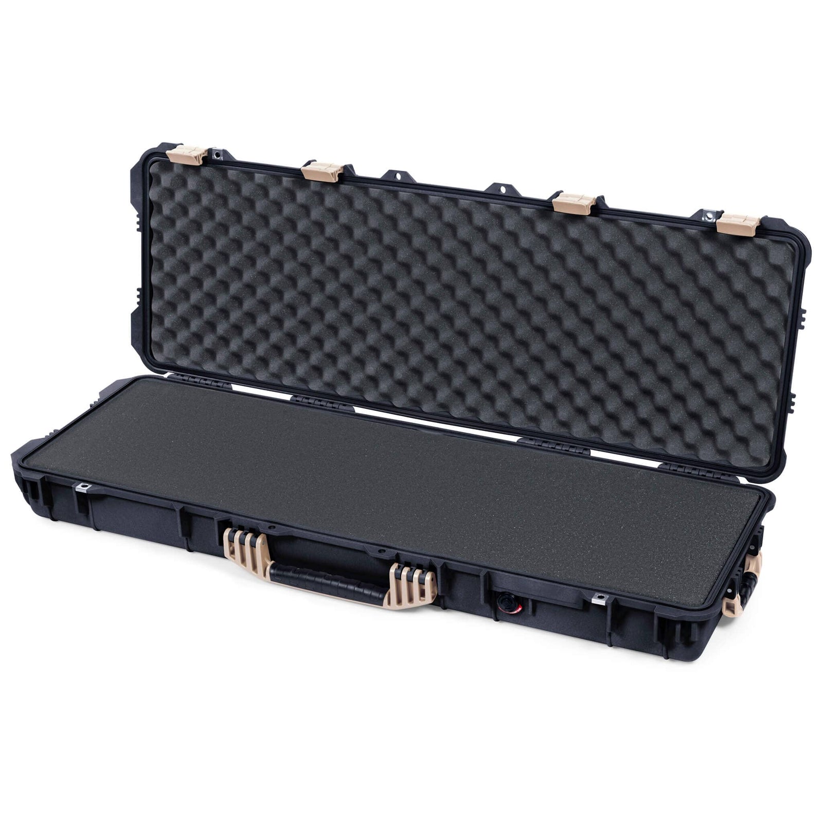 Pelican 1720 Protector Long Case, Black with Desert Tan Handles & Latches (Gen2) Solid Foam with Convoluted Lid Foam ColorCase 017200-0002-110-310