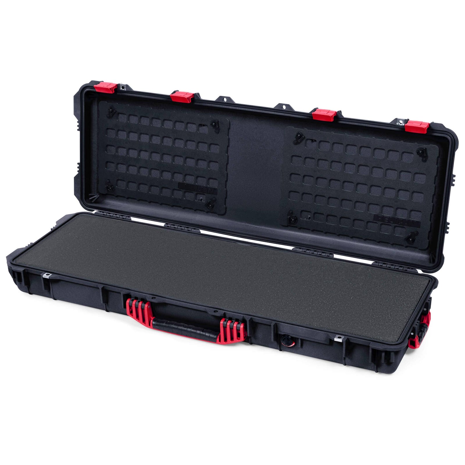 Pelican 1720 Protector Long Case, Black with Red Handles & Latches (Gen2) Solid Foam with EZ-Click™ MOLLE Panels ColorCase 017200-0402-110-320