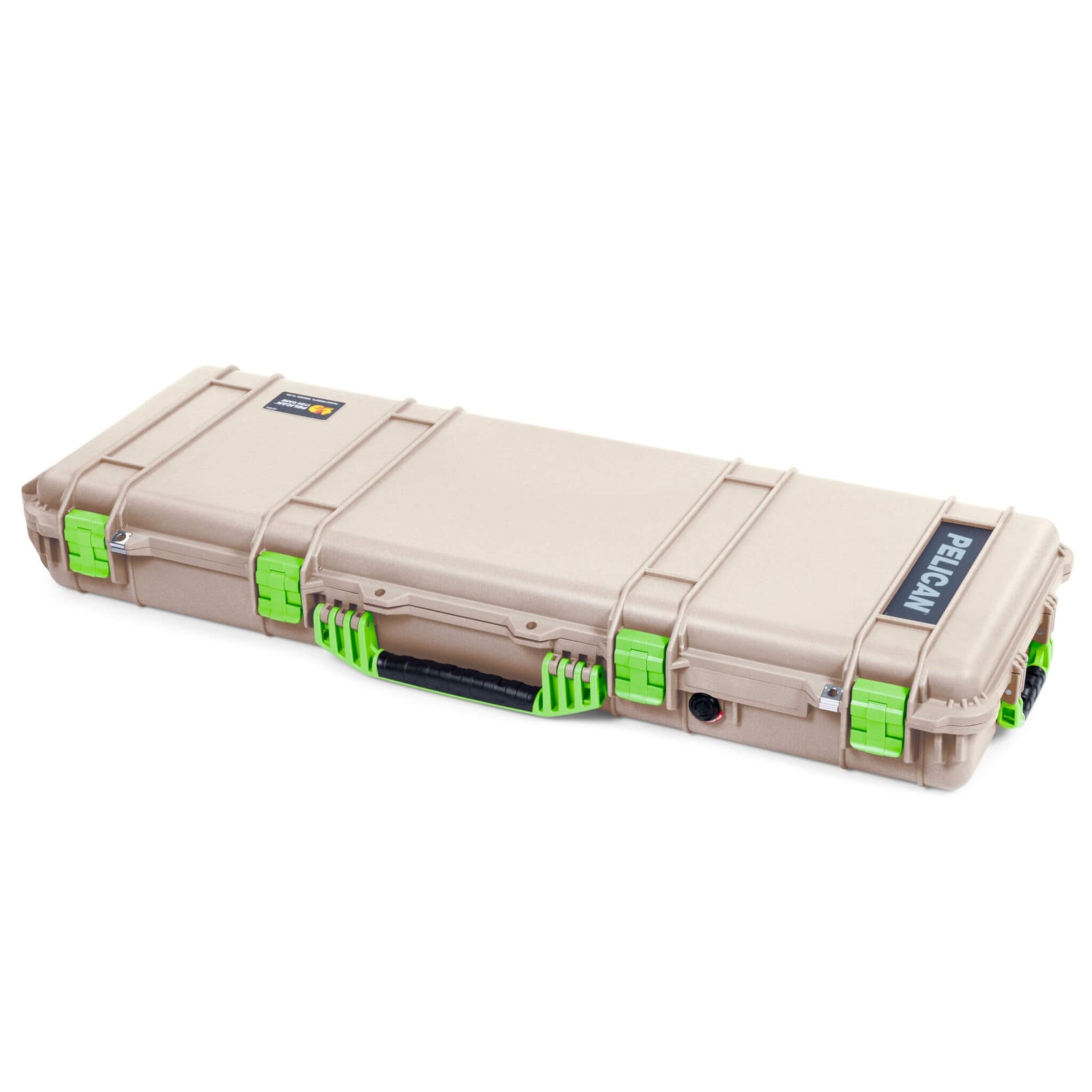 Pelican 1720 Protector Long Case, Desert Tan with Lime Green Handles & Latches (Gen2) ColorCase