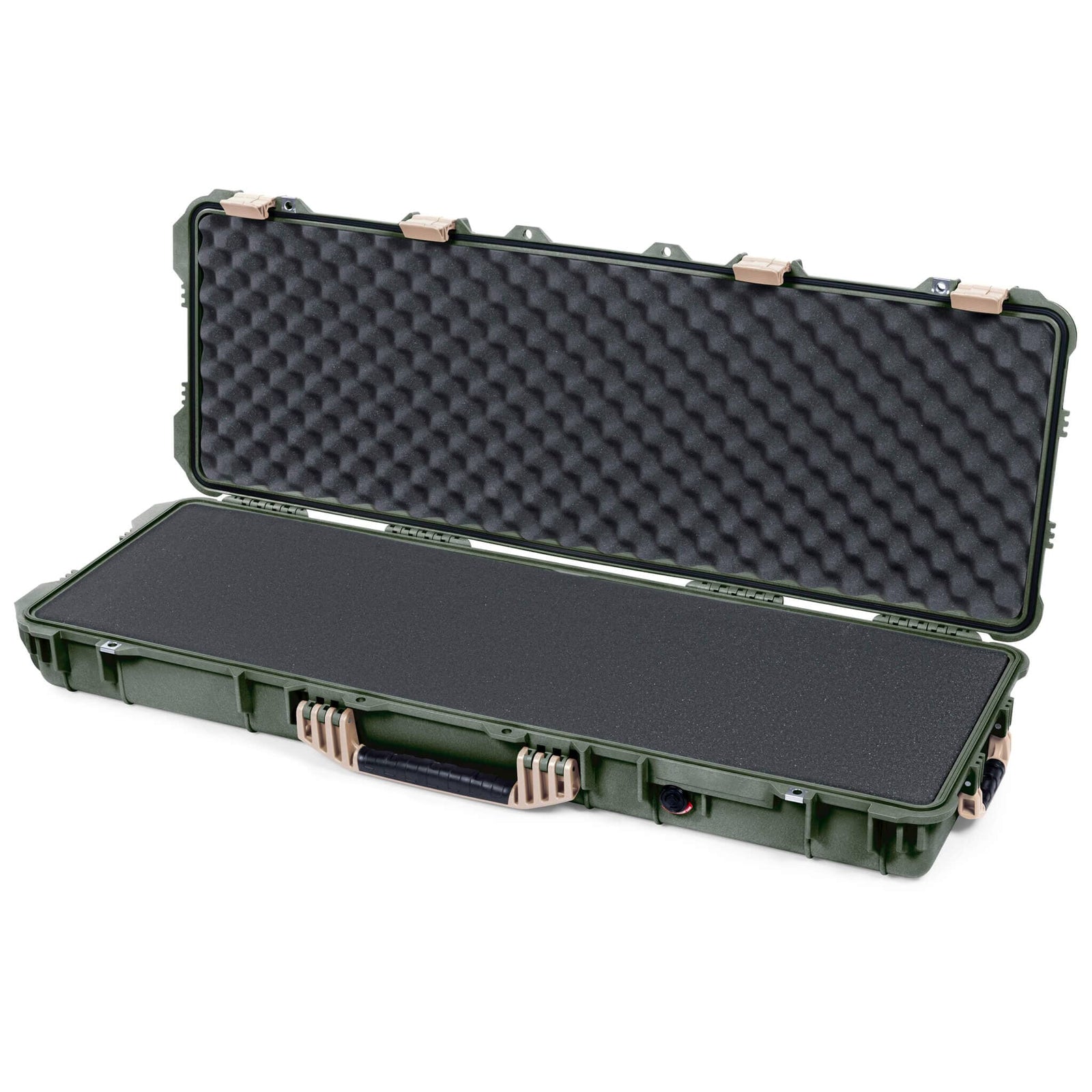 Pelican 1720 Protector Long Case, OD Green with Desert Tan Handles & Latches (Gen2) Solid Foam with Convoluted Lid Foam ColorCase 017200-0002-130-310